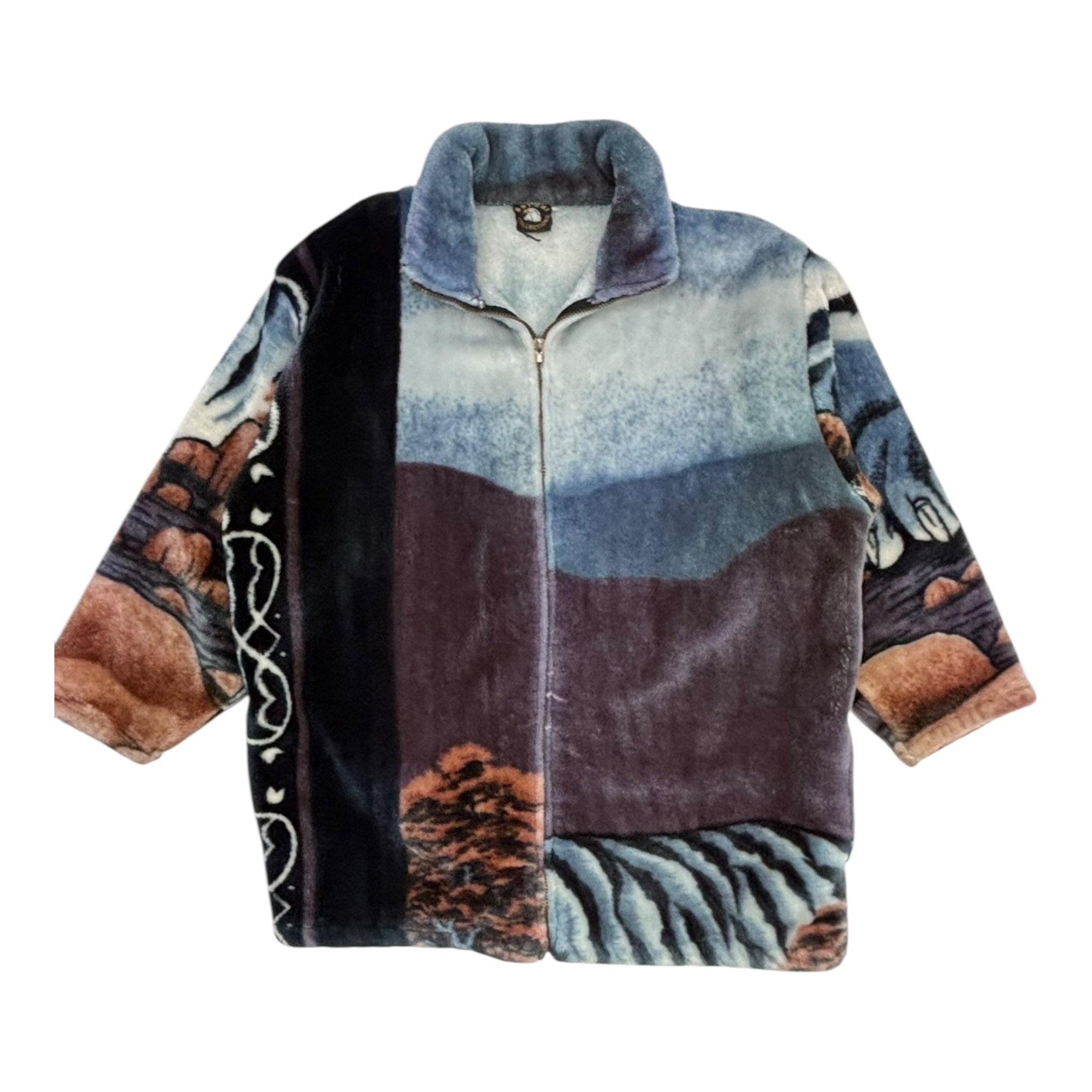 Vintage Sofari Collections Mega Tiger Fleece Zip-Up