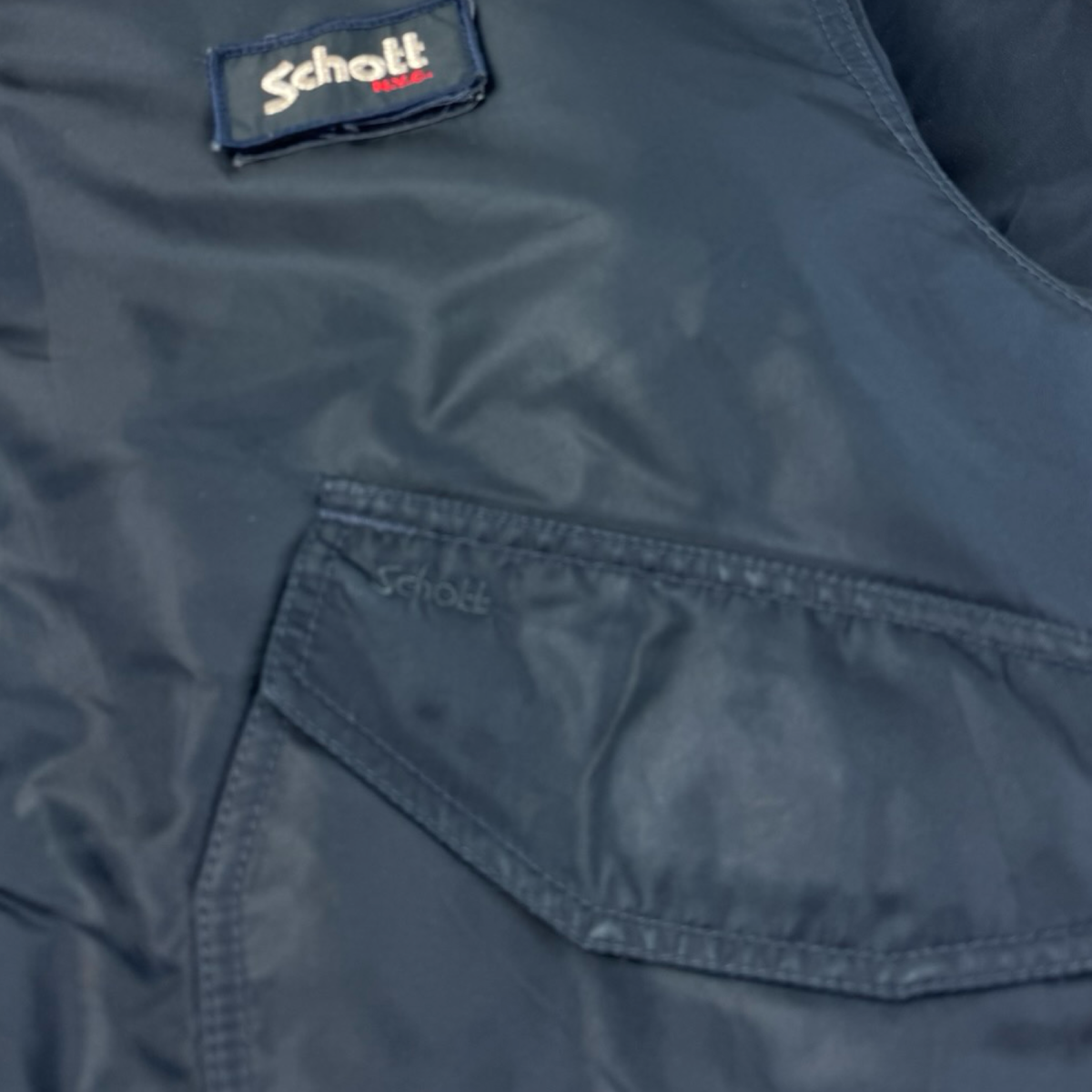 Vintage Schott NYC Zip Up Flight Jacket Navy