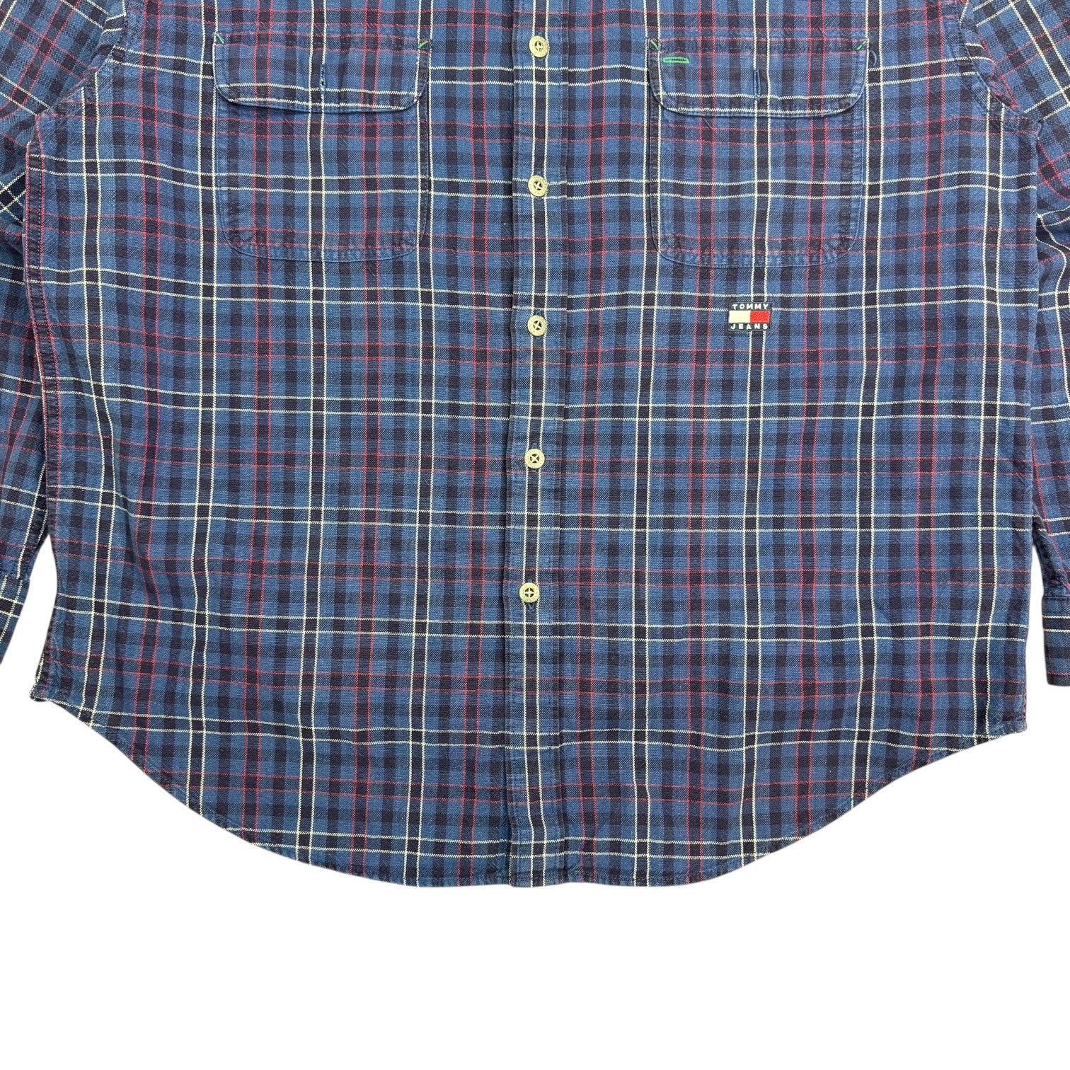 Vintage Tommy Jeans Plaid Button Up Shirt Blue/Red