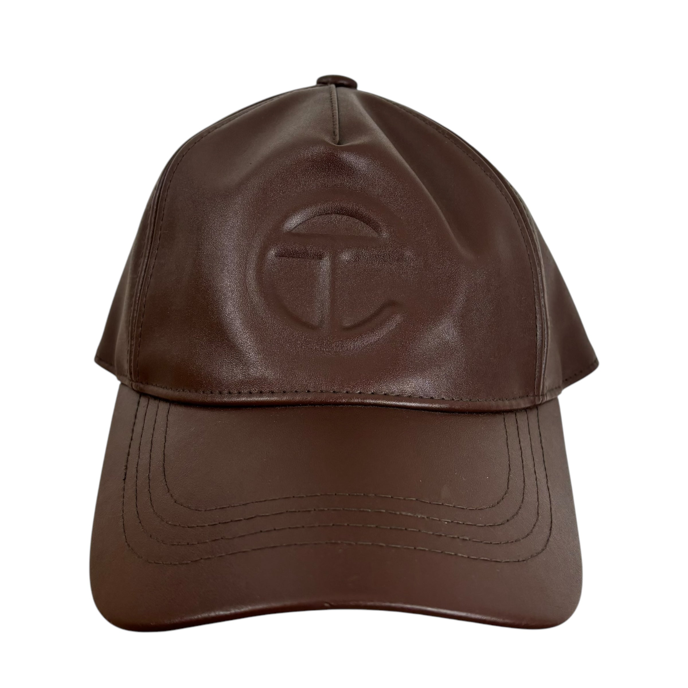 Telfar Logo Embossed Strap Back Hat Chocolate Brown