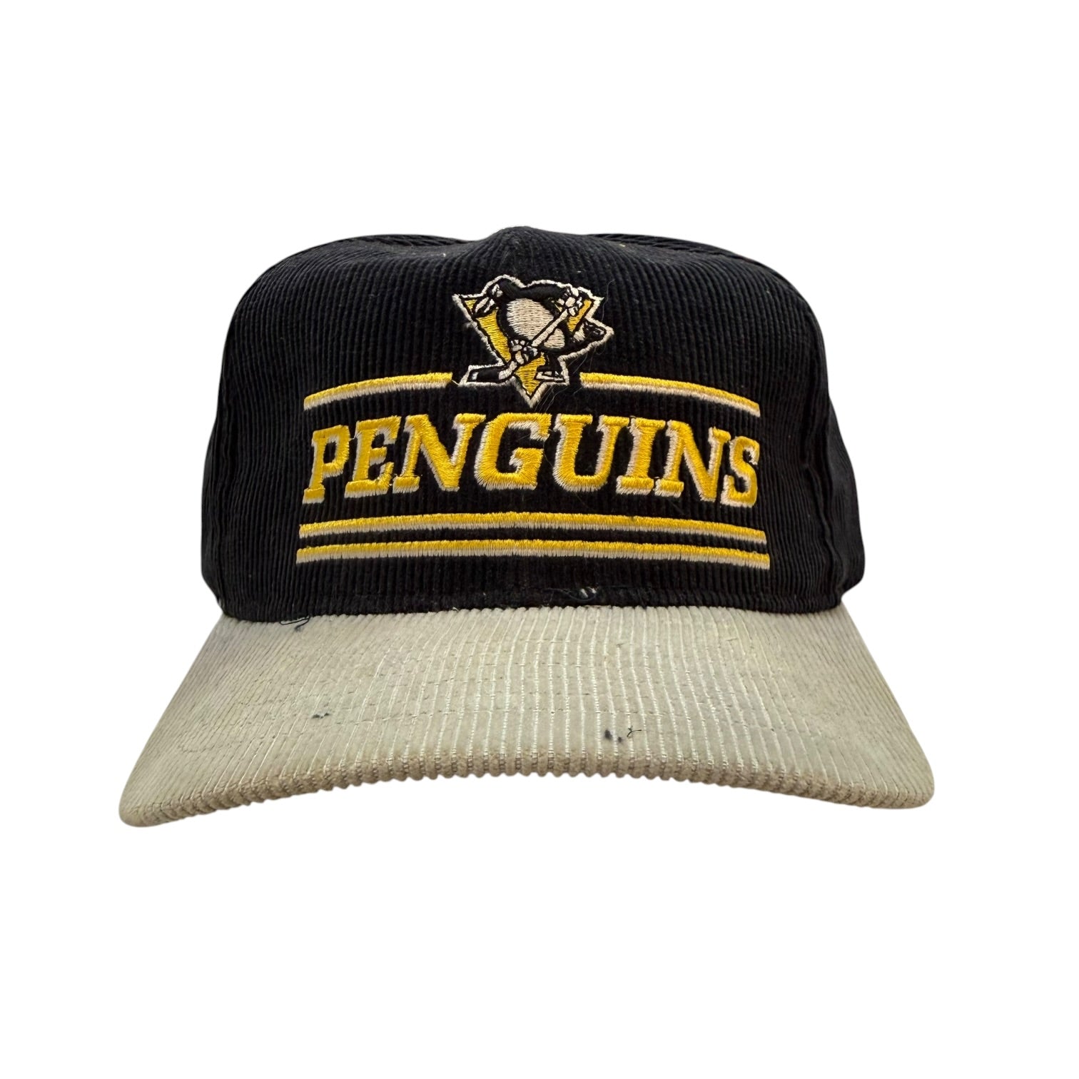 Vintage Ted Fletcher Pittsburgh Penguins Corduroy Hat Black