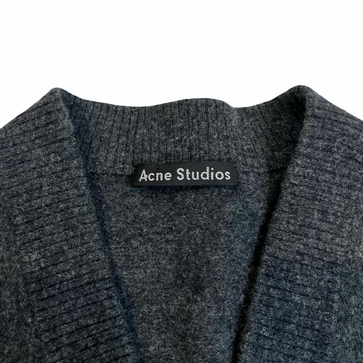 Acne Studios Neve Face Paw17 Wool Cardigan Grey