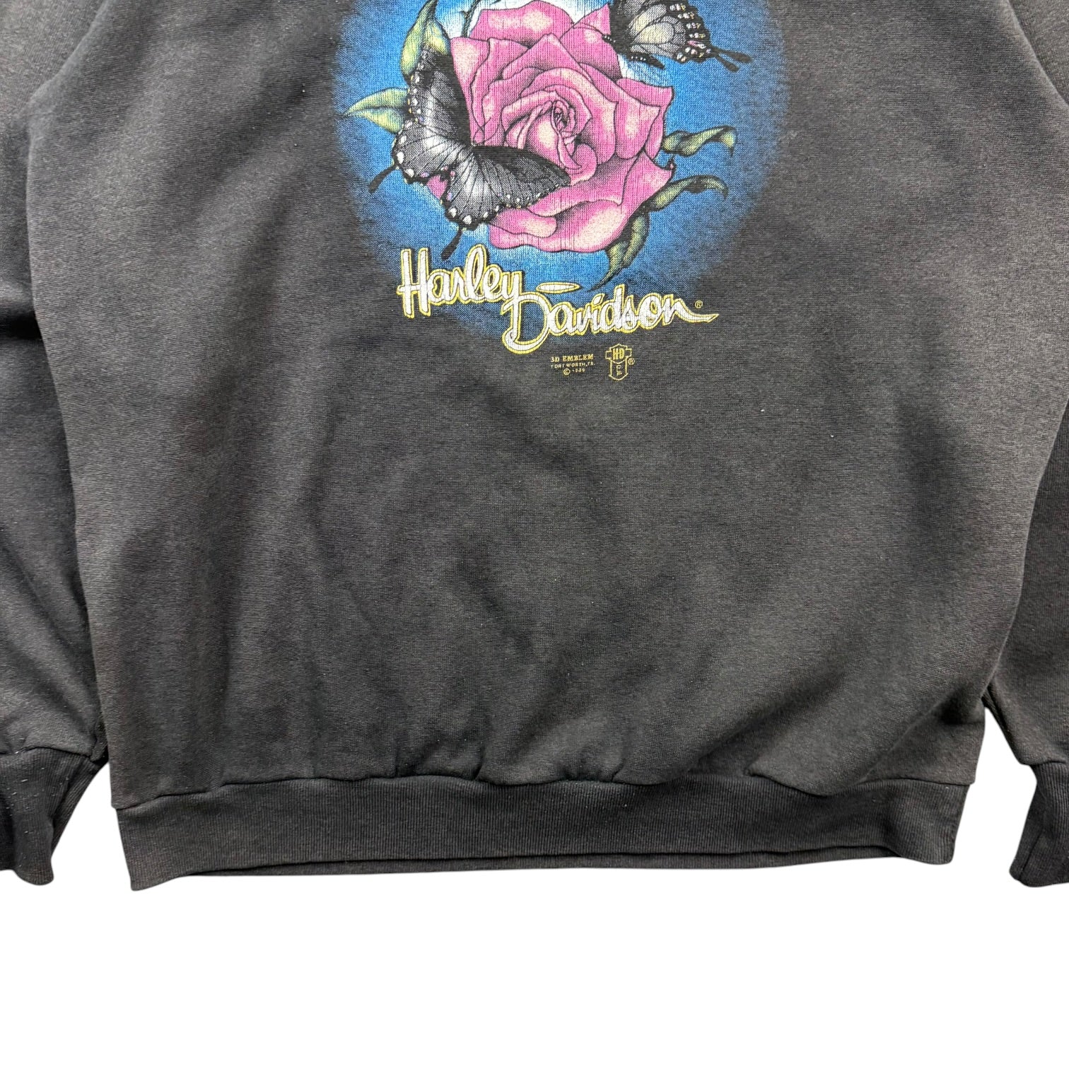 1989 3D Emblem Harley Davidson Of Kelowna Crewneck Black