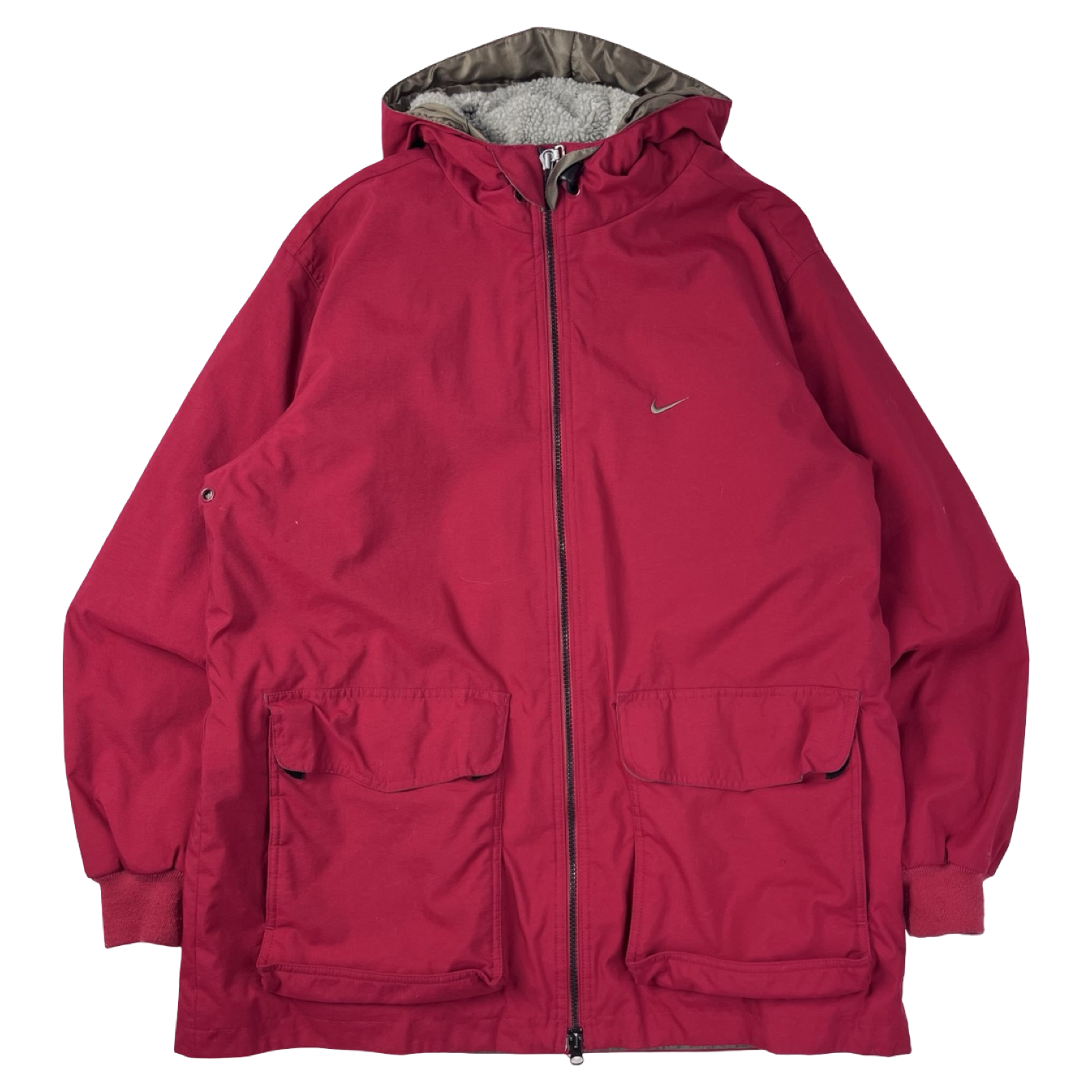 (W) Vintage 90s Nike Parka Jacket Red