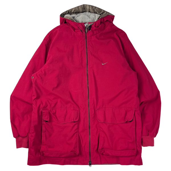 (W) Vintage 90s Nike Parka Jacket Red
