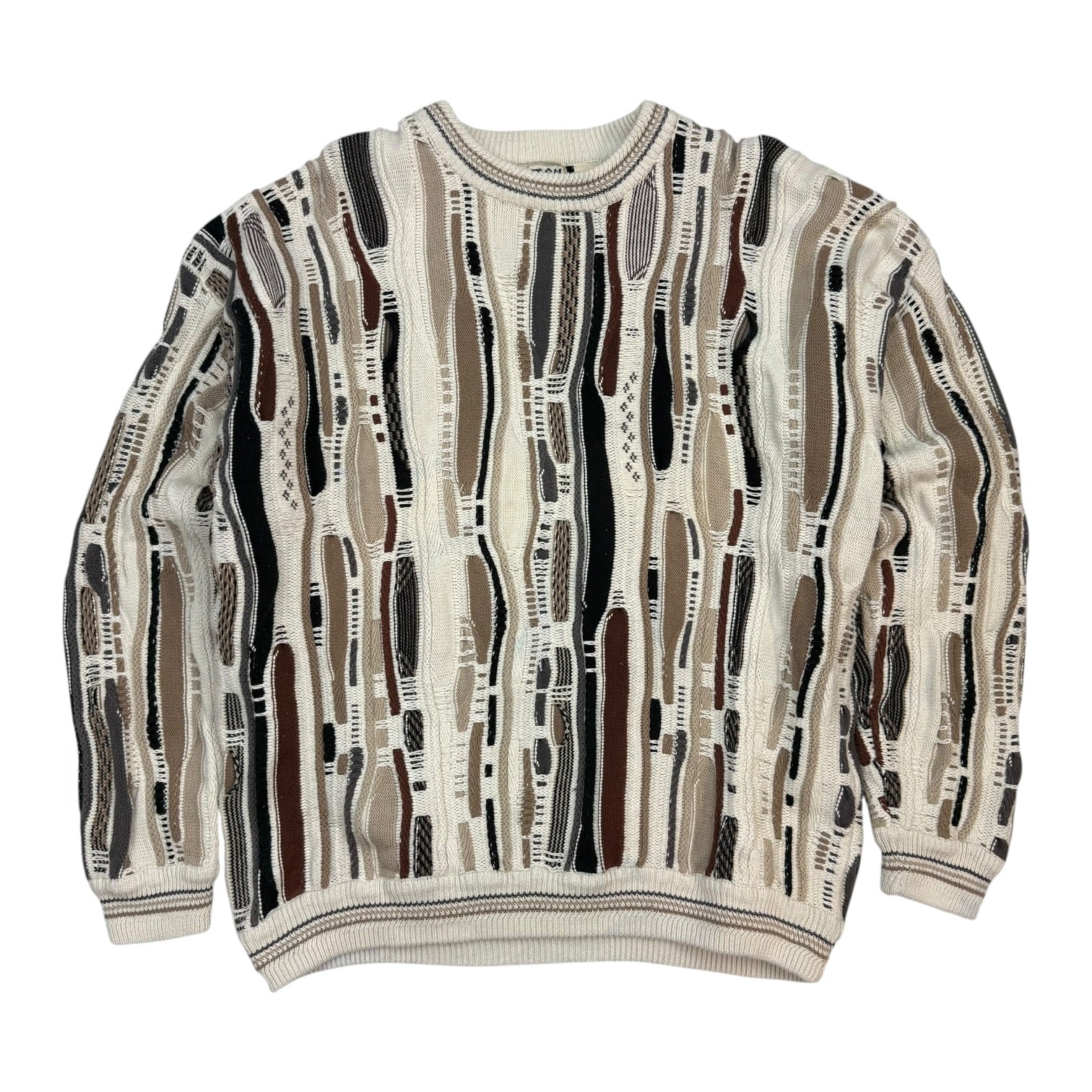 Vintage Cotton Traders Cable Knit Sweater Beige/Cream