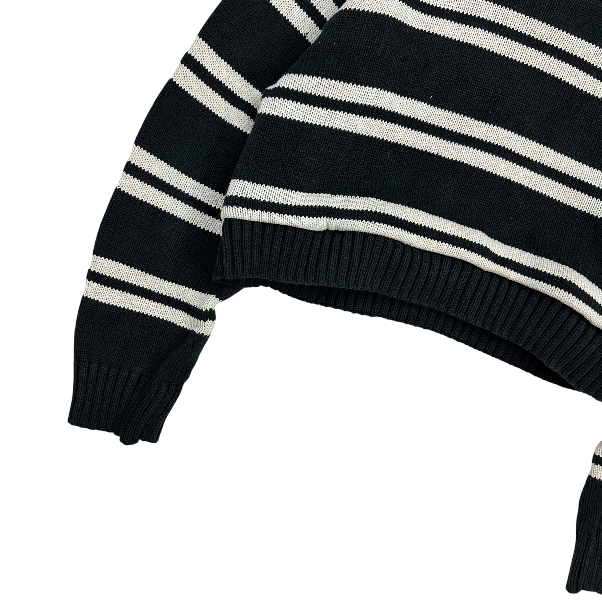 (W) Vintage Tommy Hilfiger Cropped Striped Knit Sweater Black/White