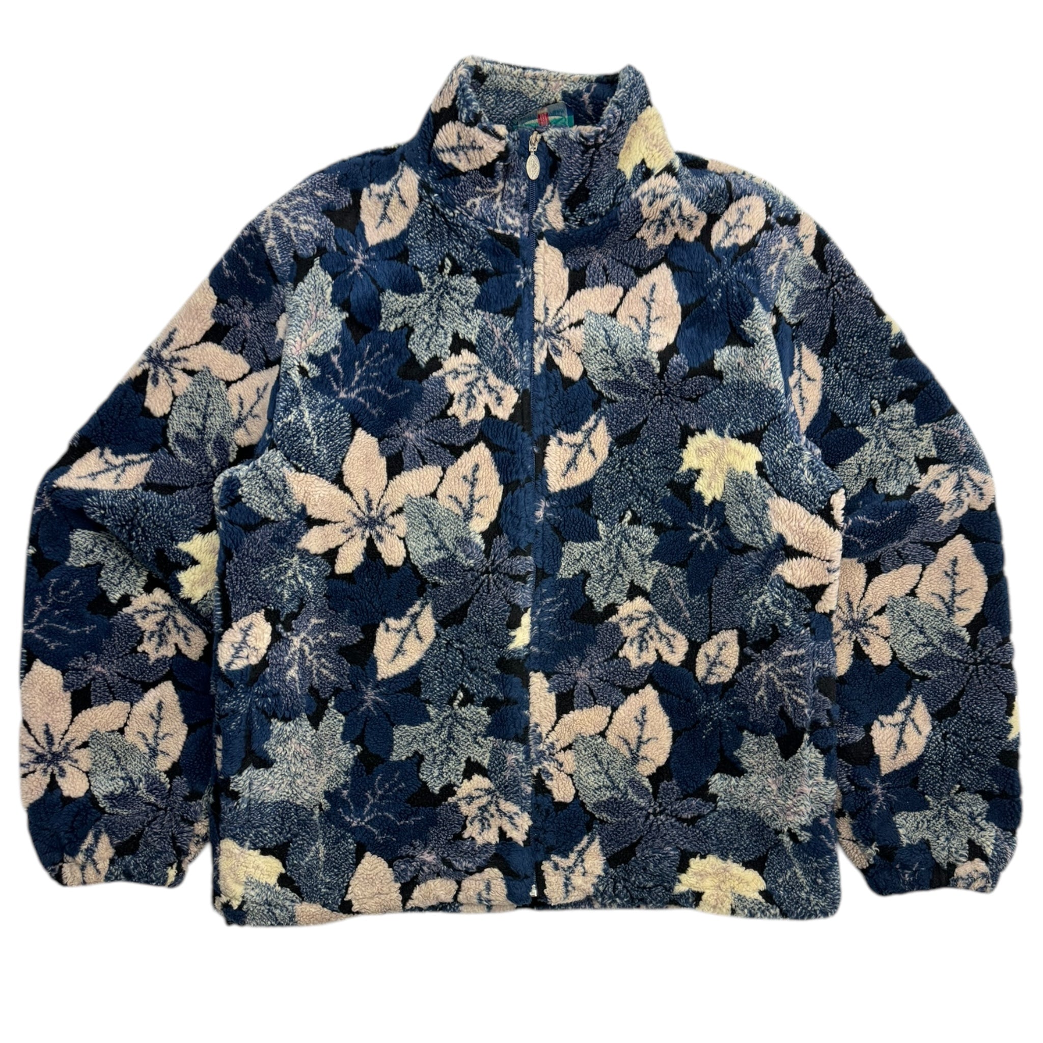 Vintage “Sea To Sky” Leafy All Over Print Zip Up Fleece