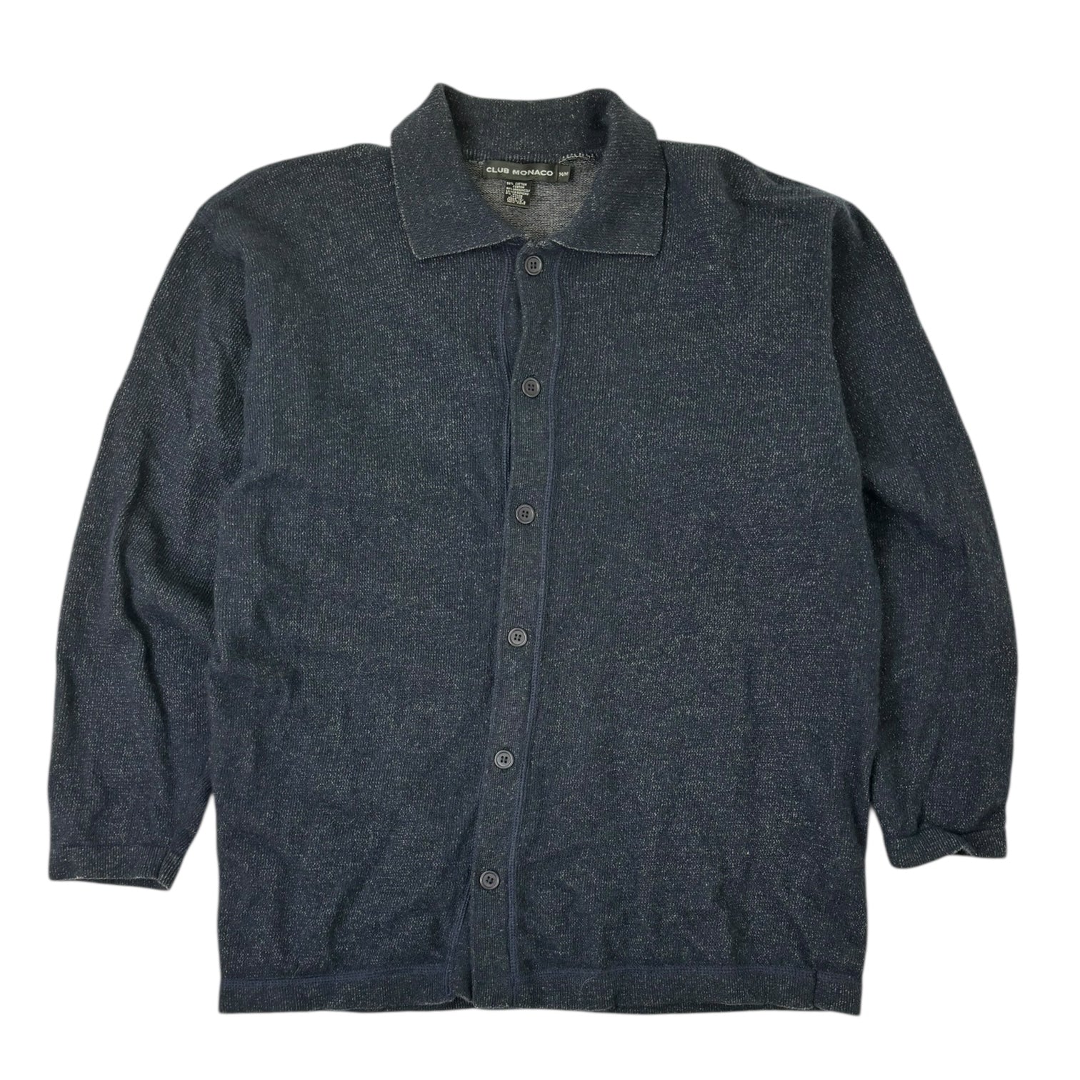 Vintage Club Monaco Button-Up Knit Sweater Navy