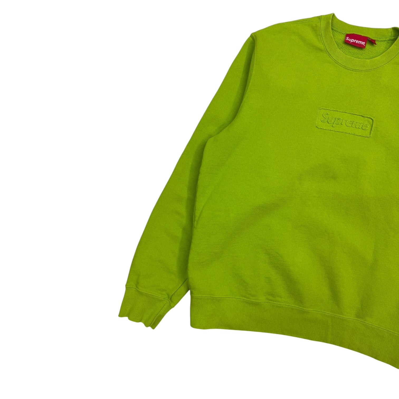 Supreme Cut Out Box Logo Crewneck Lime Green