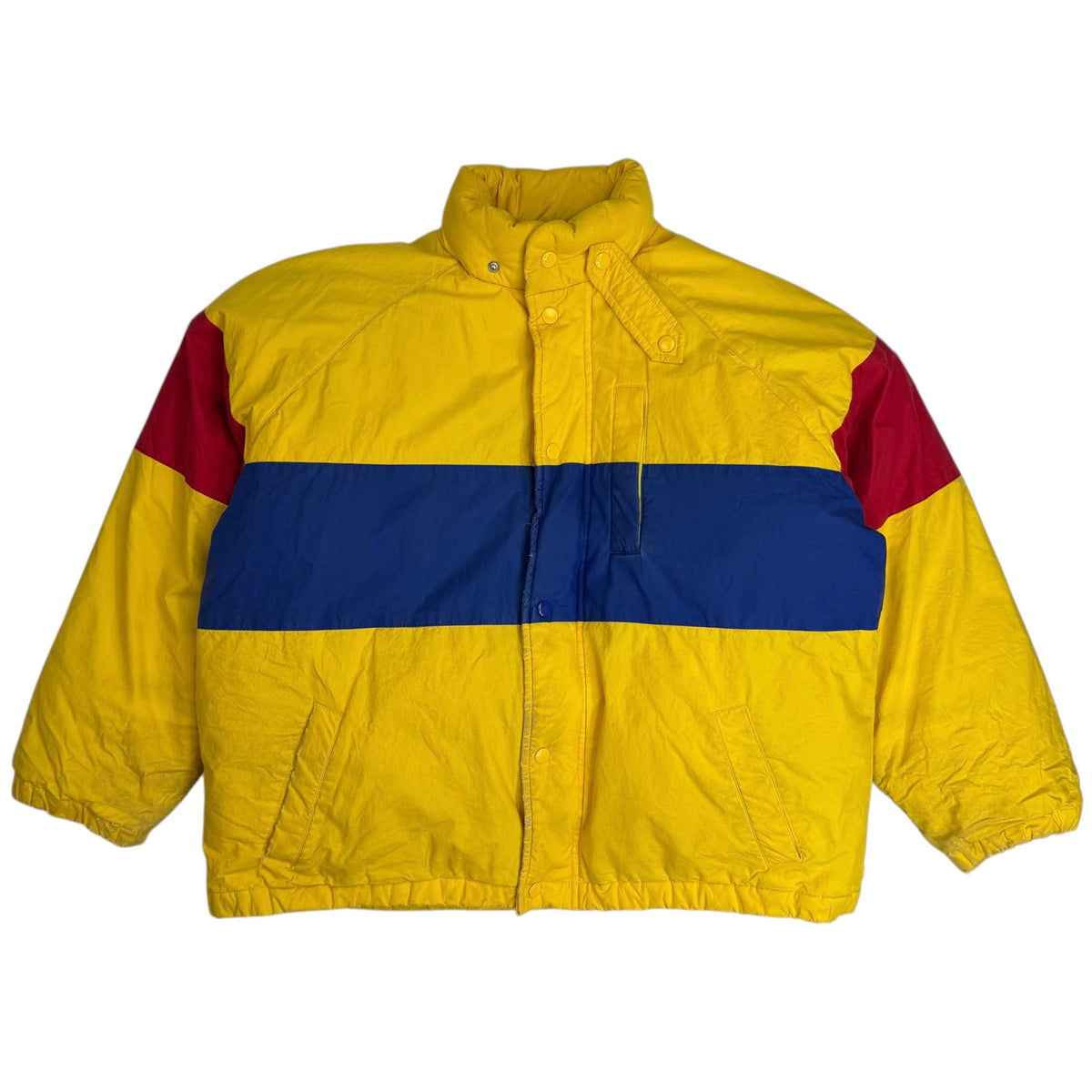 Vintage Polo Ralph Lauren Uni Crest Youth Colorblock Puffer Jacket Yellow