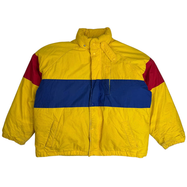 Vintage Polo Ralph Lauren Uni Crest Youth Colorblock Puffer Jacket Yellow