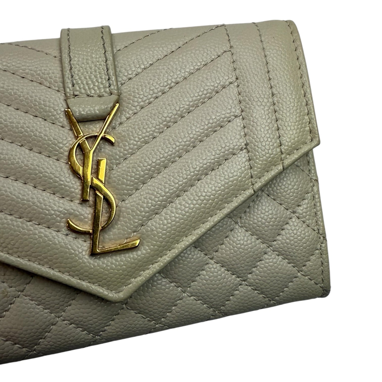 (W) Saint Laurent Envelope Compact Wallet Beige