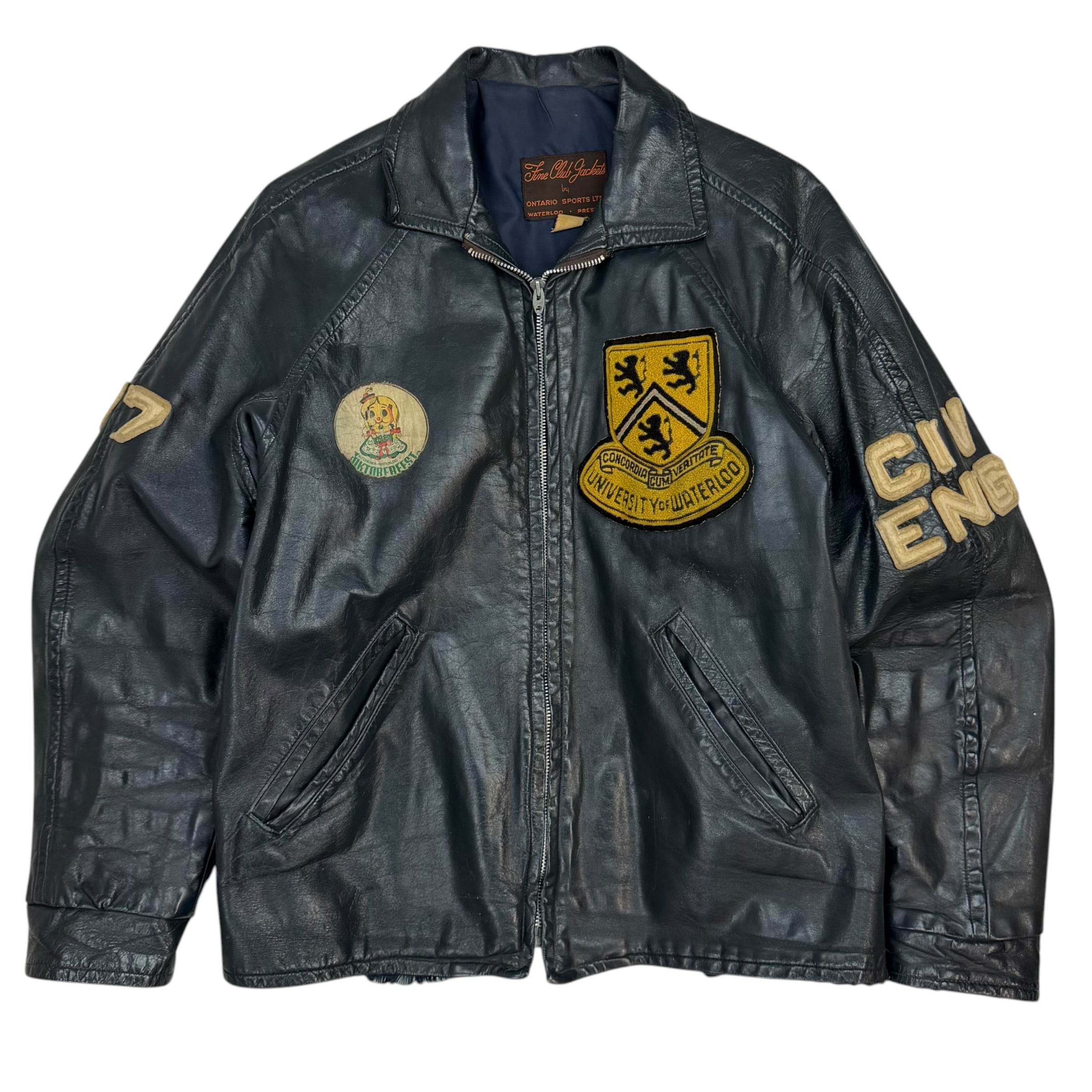 Vintage University of Waterloo Leather Jacket Black