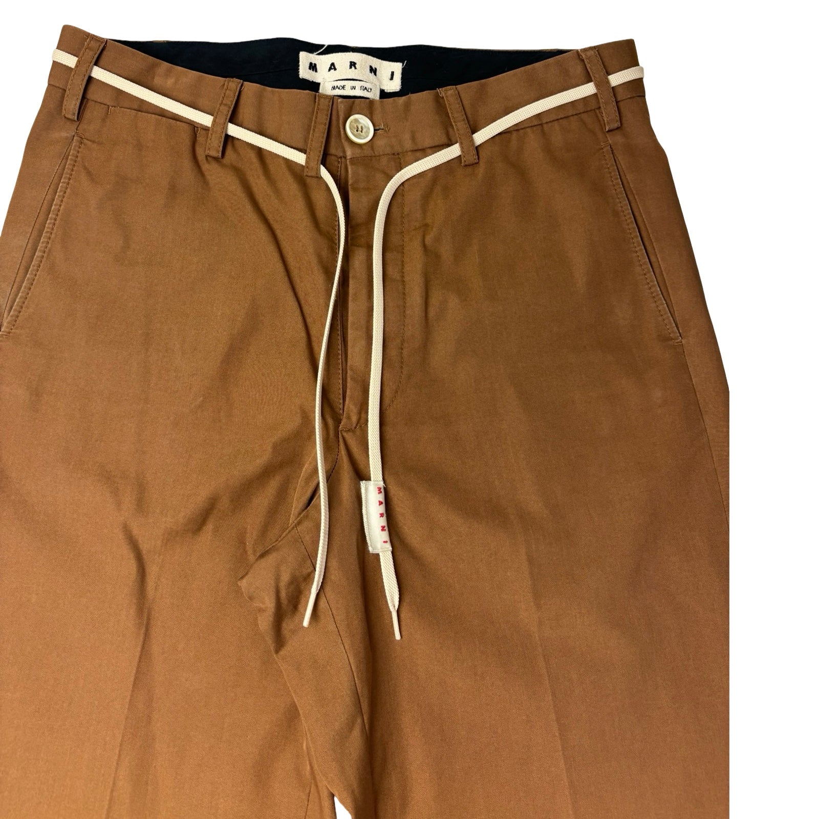 Marni High-Rise Cotton Straight-Leg Pant Earth of Siena
