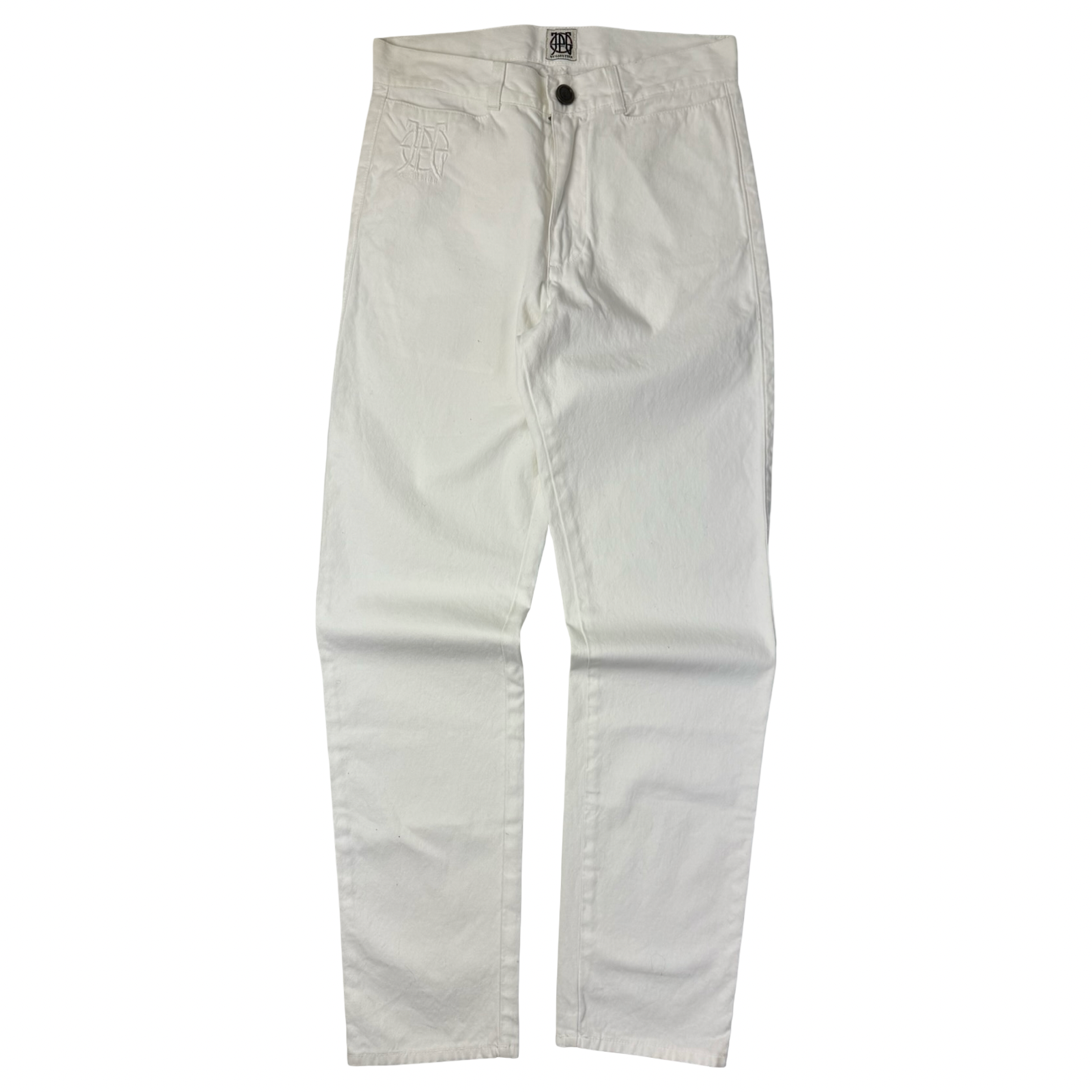 (W) Vintage Y2K Jean Paul Gaultier Denim Zip Bottoms White