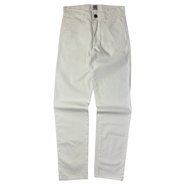 (W) Vintage Y2K Jean Paul Gaultier Denim Zip Bottoms White