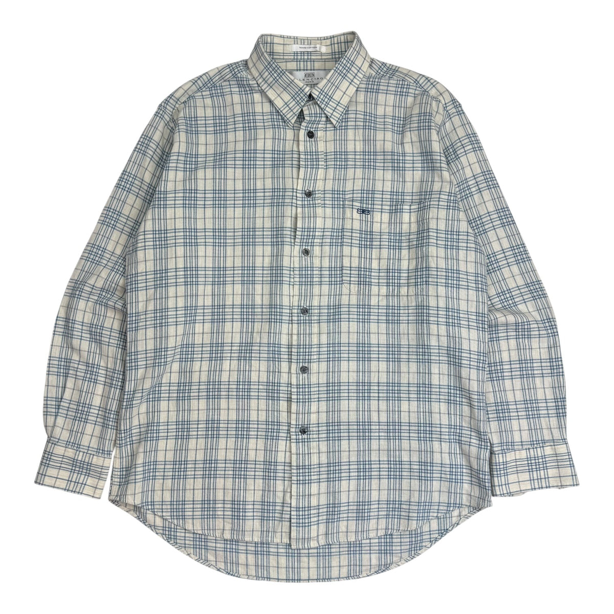 Vintage Balenciaga Plaid Button Up Shirt Blue/White