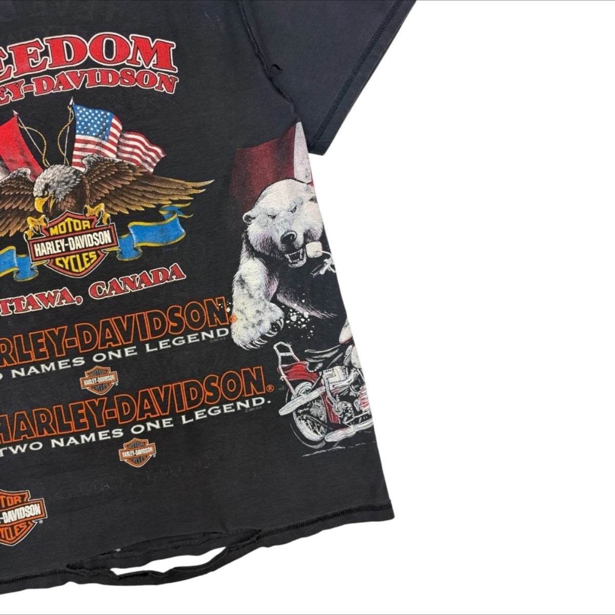 Vintage Harley Davidson Canadian Test Print Double Sided Tee Black