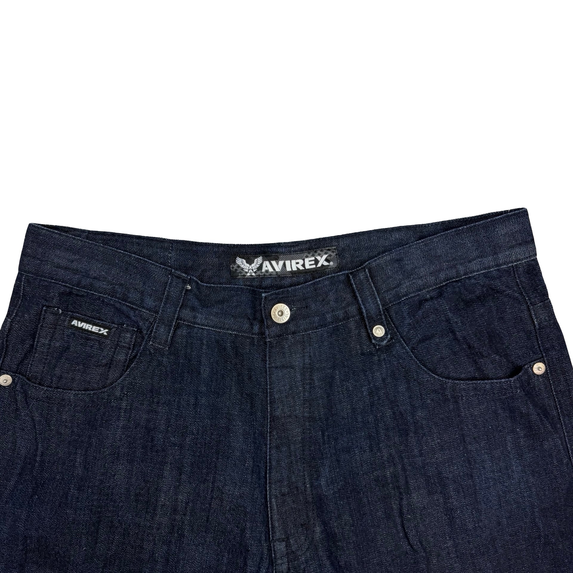 Vintage Avirex Embroidered Raw Denim Shorts Indigo