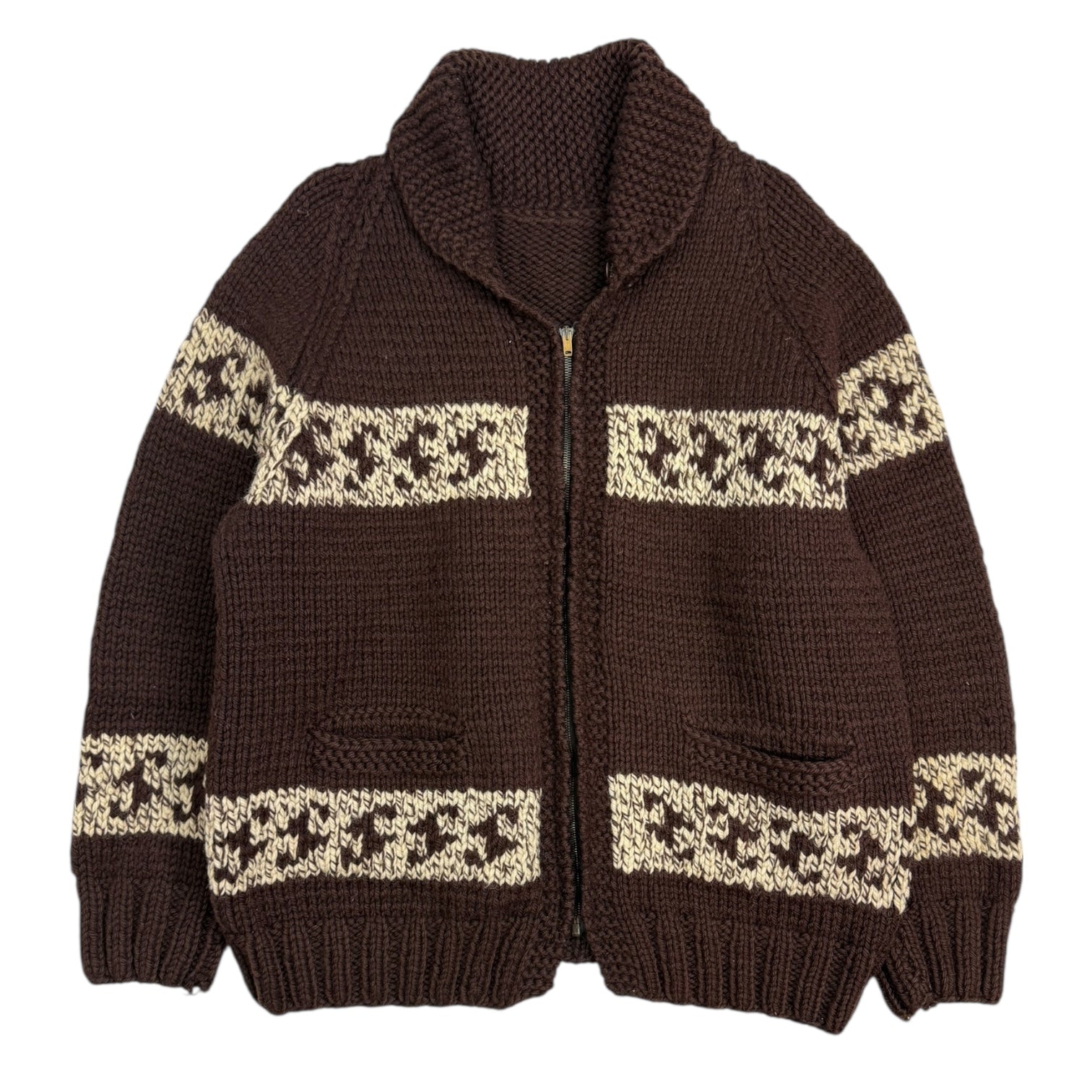 Vintage Cowichan Knit Sweater Brown