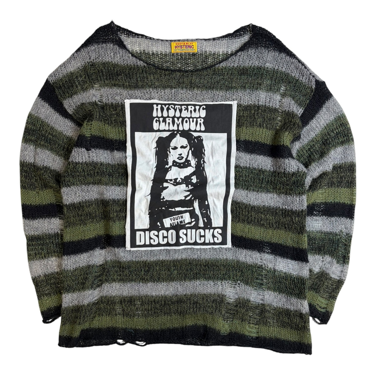 Hysteric Glamour Disco Sucks Mohair Oversized Sweater Green/Black