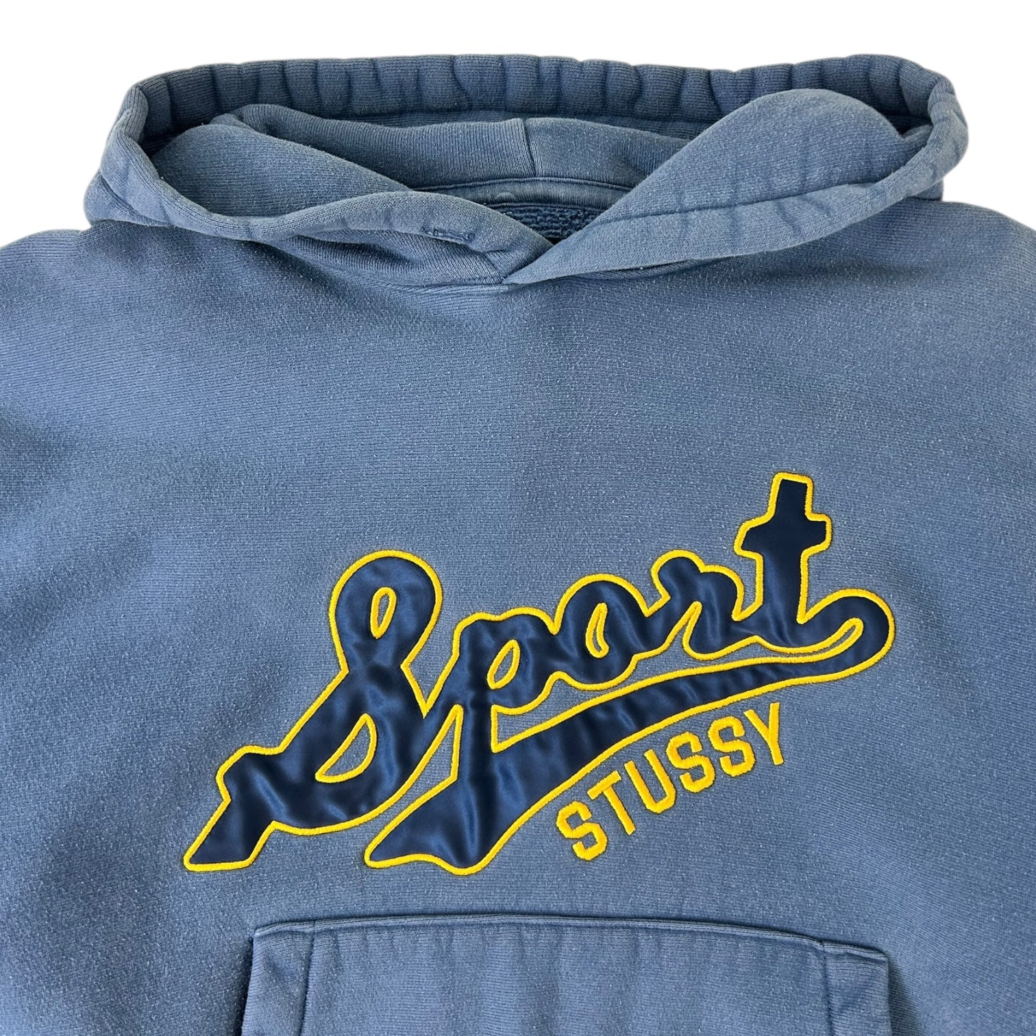 Stussy Satin Patch Oversized Hoodie Blue