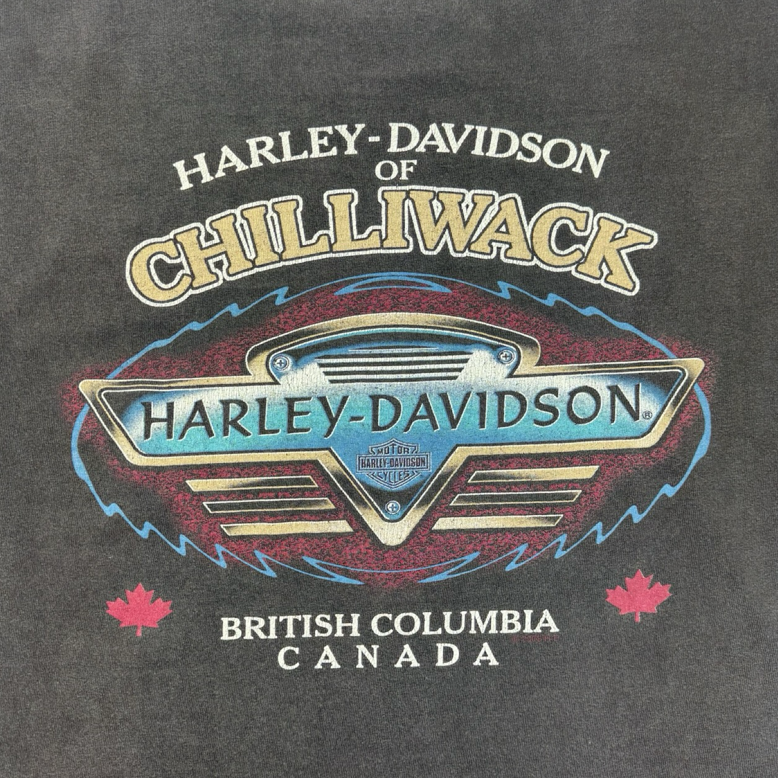 Vintage Harley Davidson Canada Flag T-Shirt Faded Black