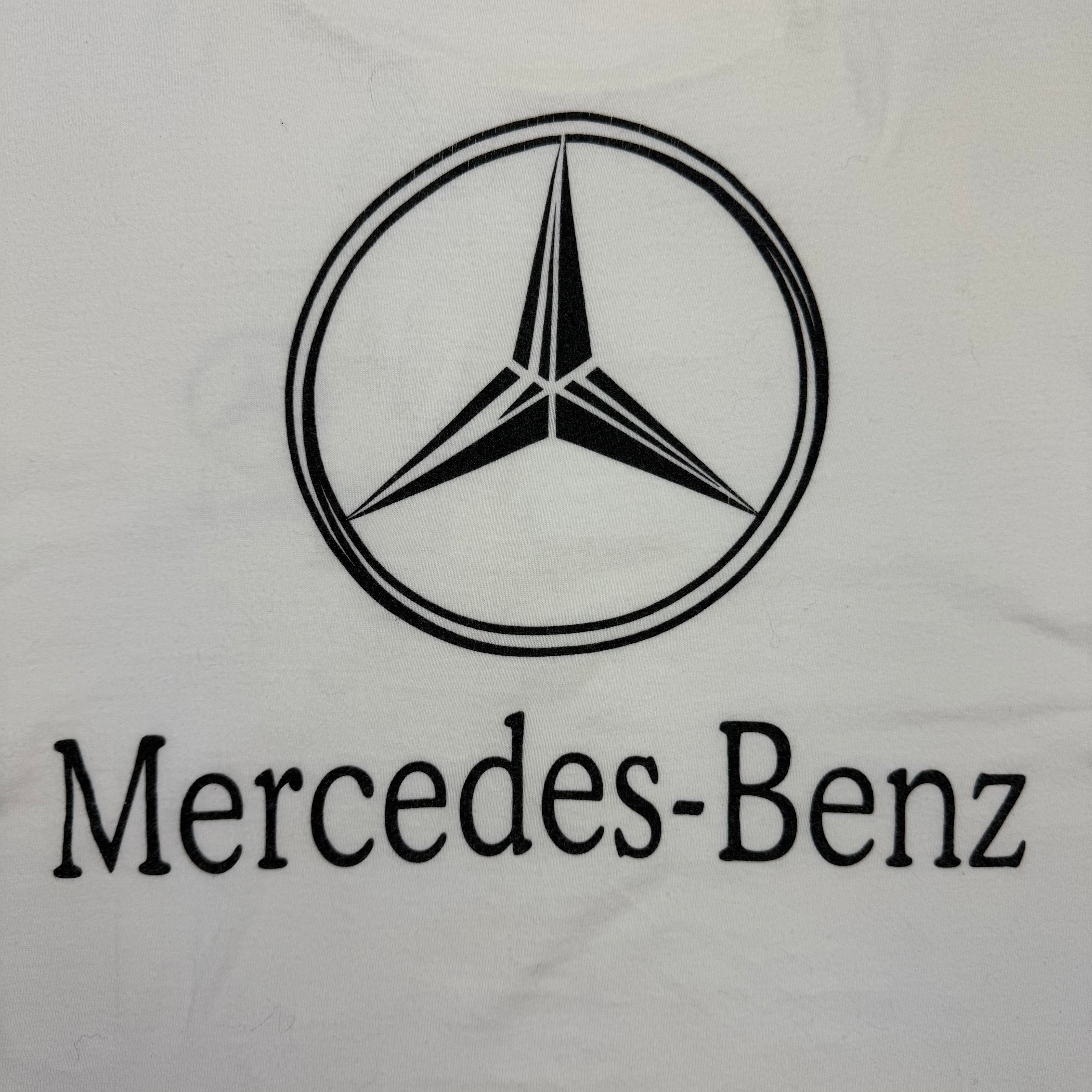Vintage Mercedes Benz Three Pointed Star Logo Tee White