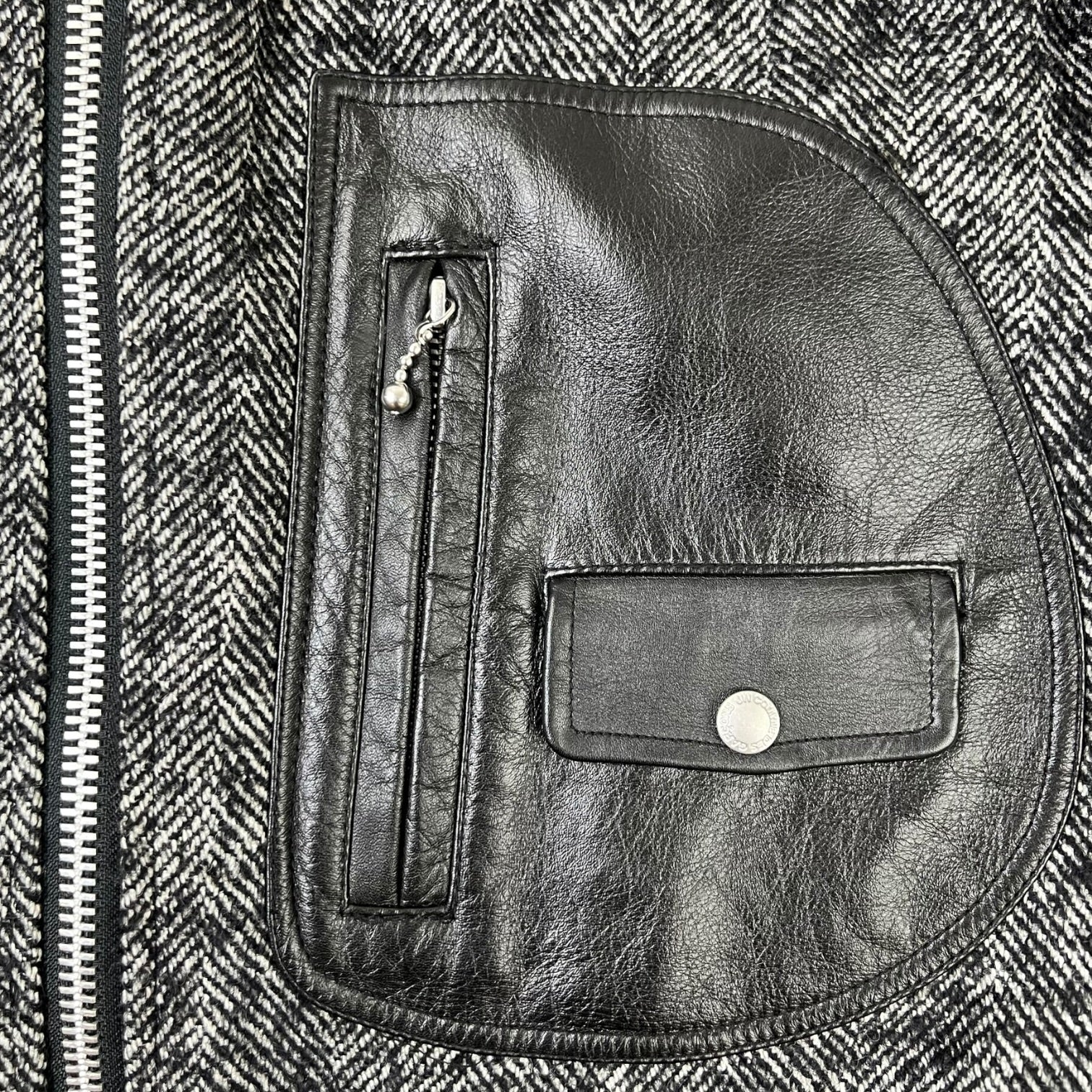 Junya Watanabe x Comme Des Garçons Patchwork Wool Tweed Biker Jacket Grey