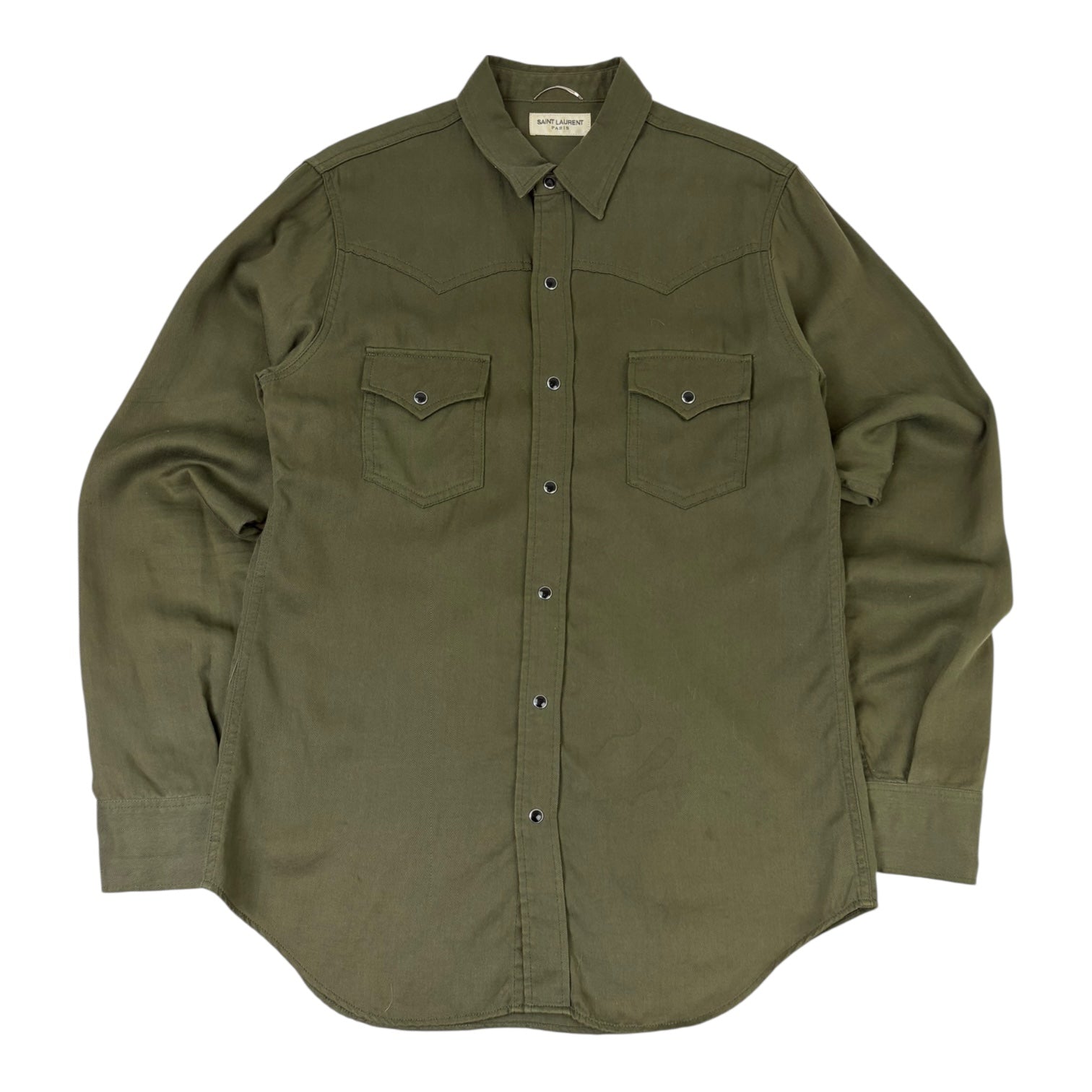 Saint Laurent Button Up Western Shirt Olive