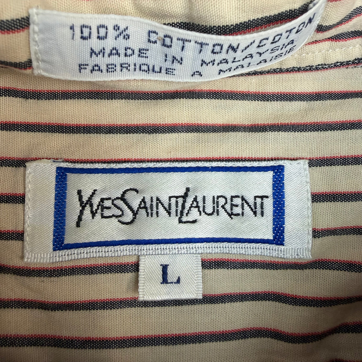 Vintage Yves Saint Lauren Striped Button Up Tan