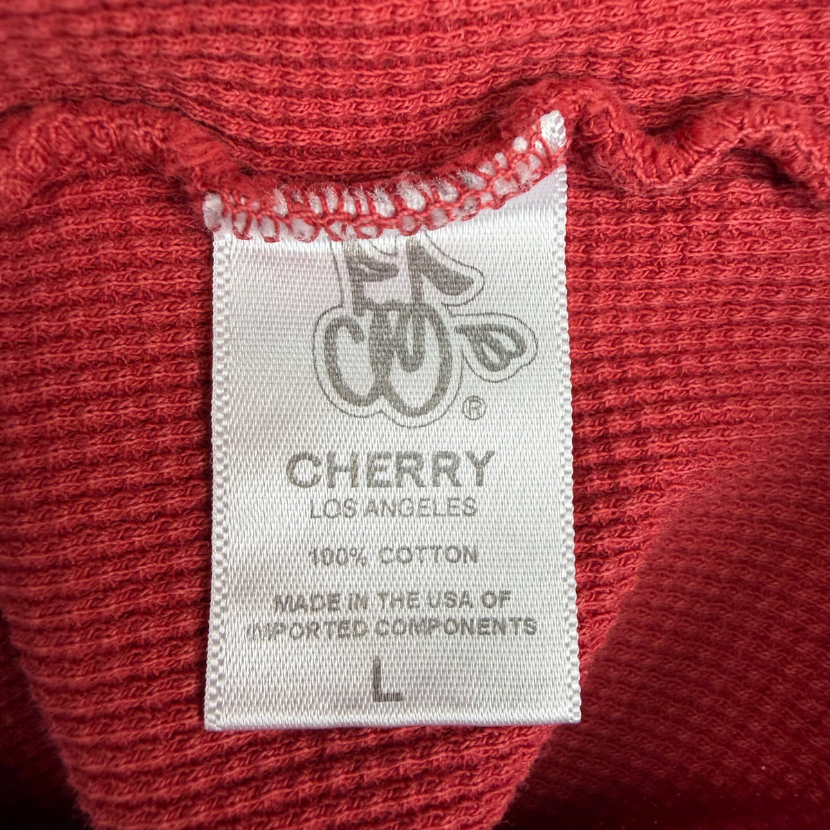 (W) Cherry LA Built To Love Waffle Knit Baby Tee Red