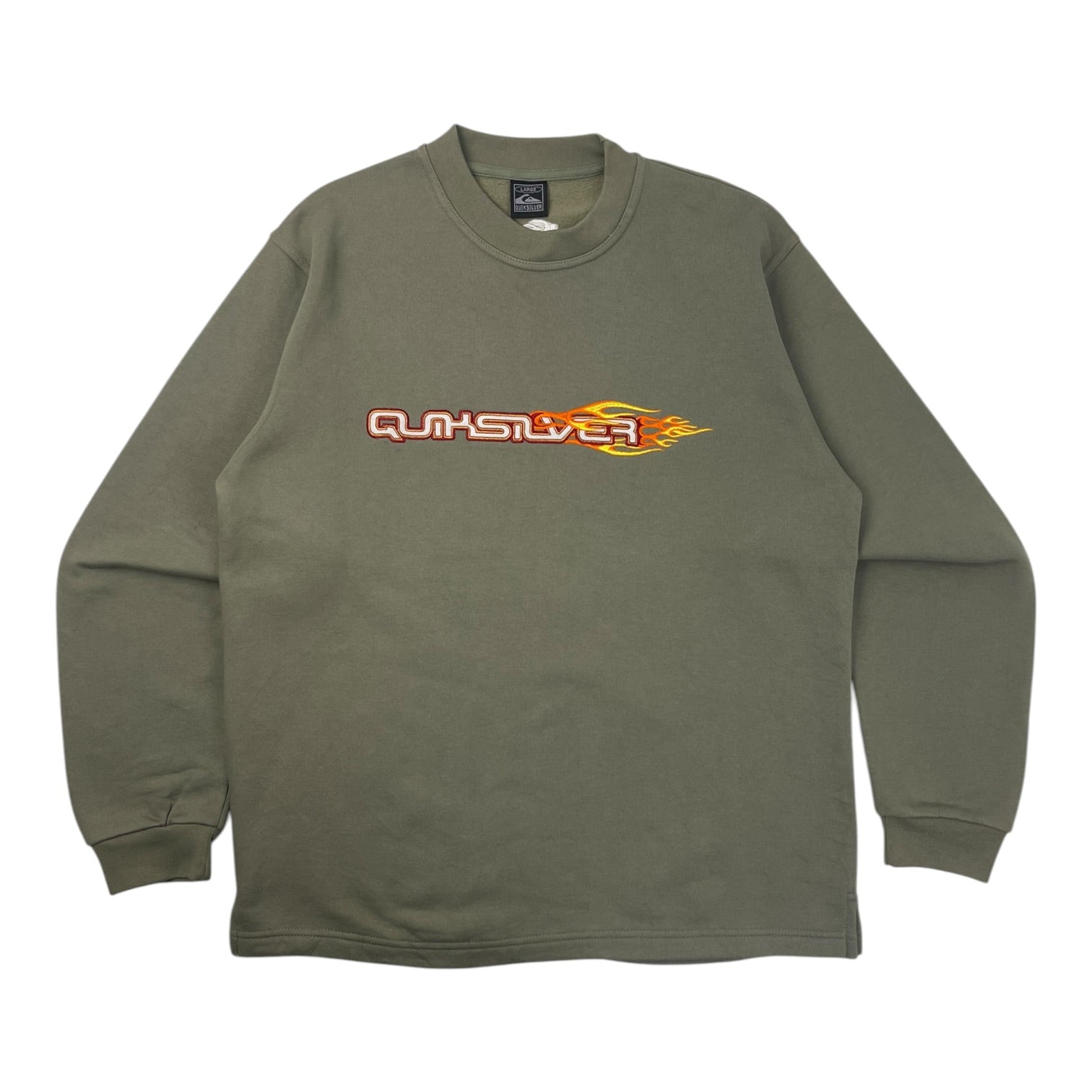 Vintage Y2K Quiksilver Fiery Spellout Crewneck Dusty Olive