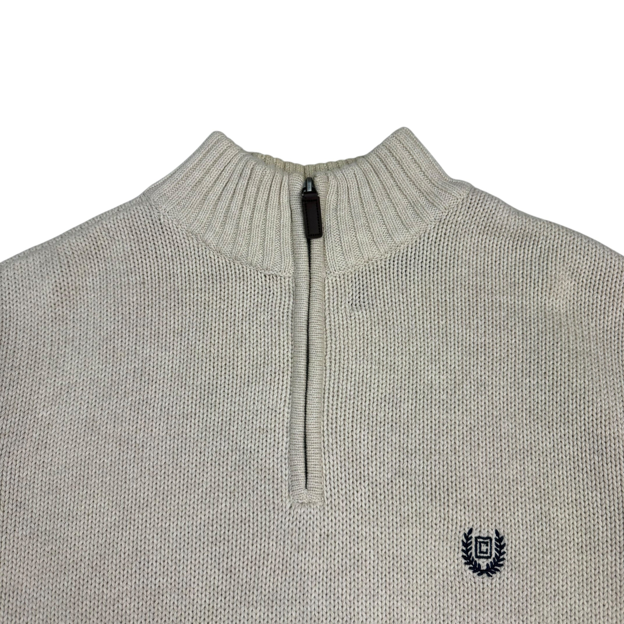 Vintage Chaps Knit Quater Zip Cream