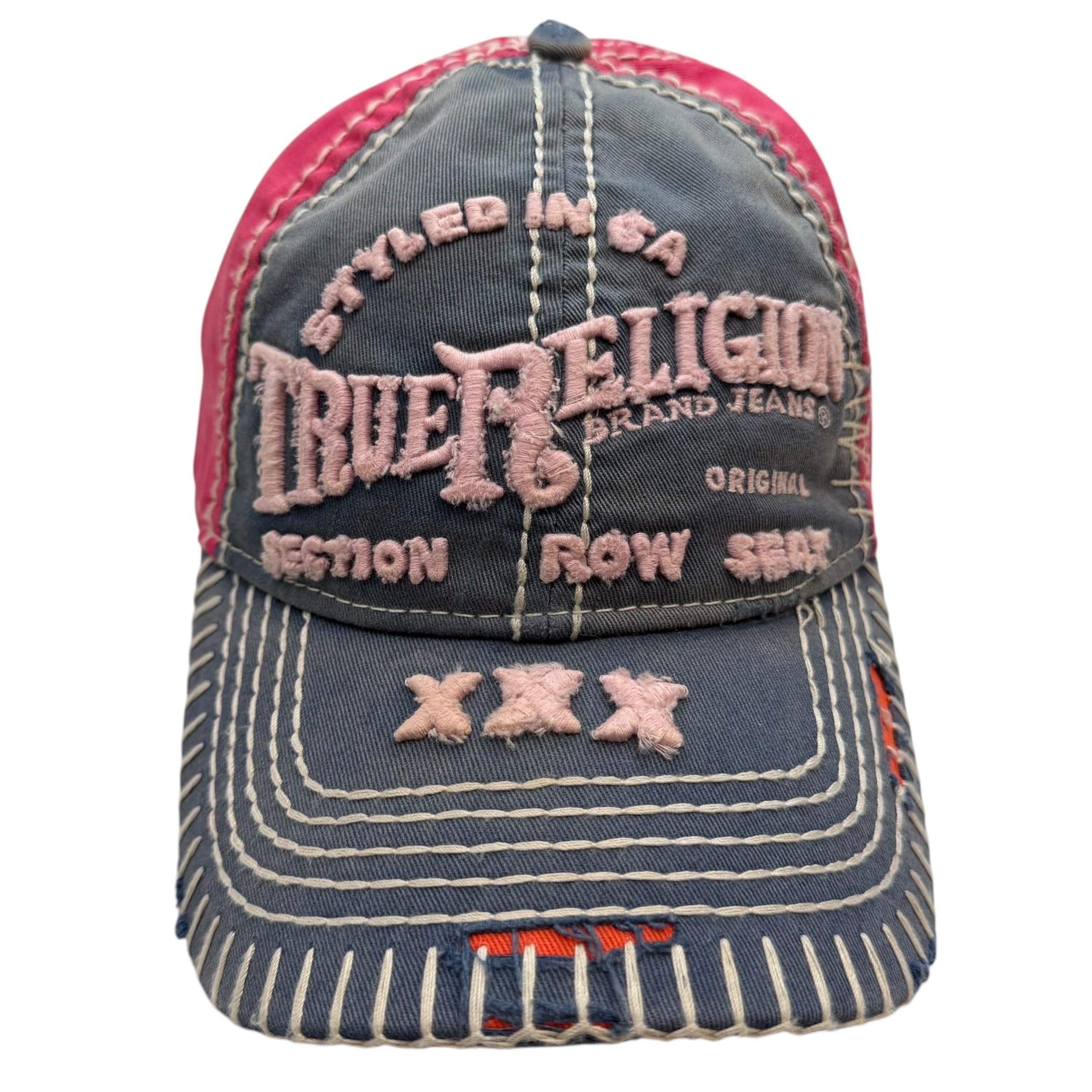 Vintage Y2K True Religion Denim Triple X Baseball Cap Pink