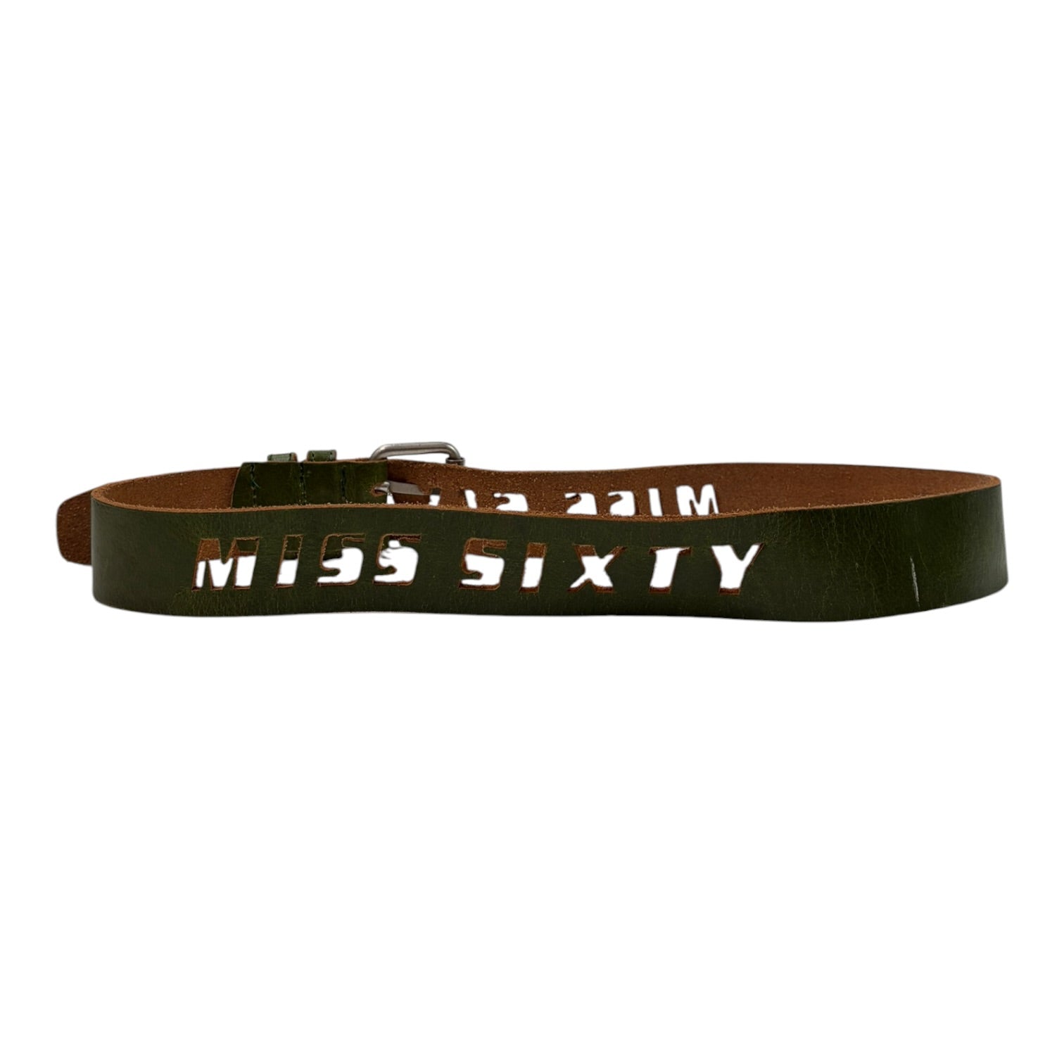 (W) Vintage Miss Sixty Cut Out Leather Belt Green