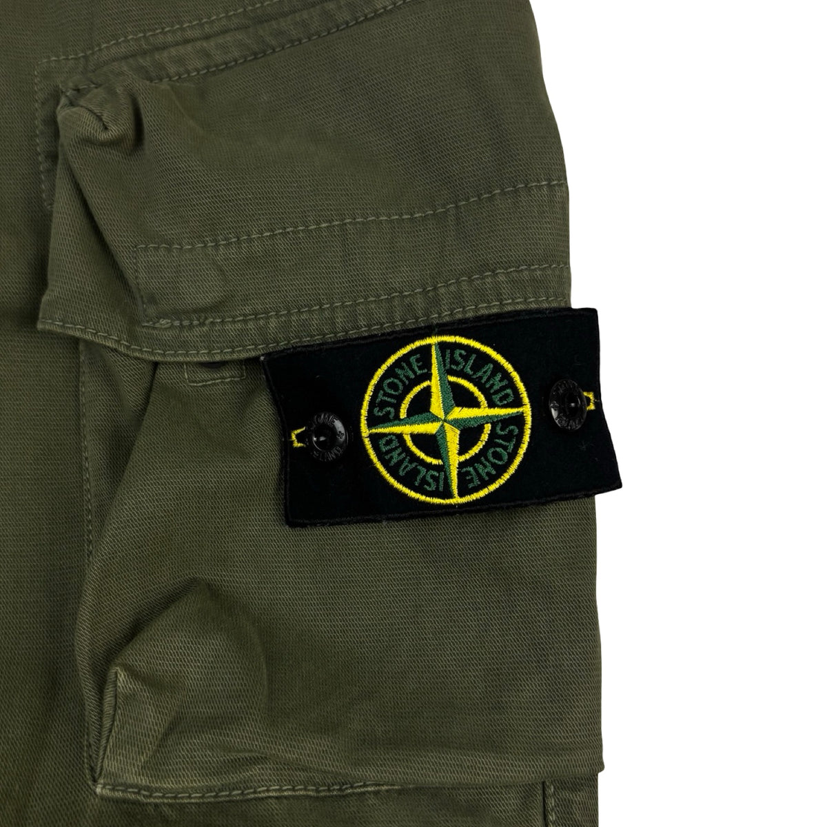 Stone Island Stretch Cotton Twill Cargo Trousers Military Green