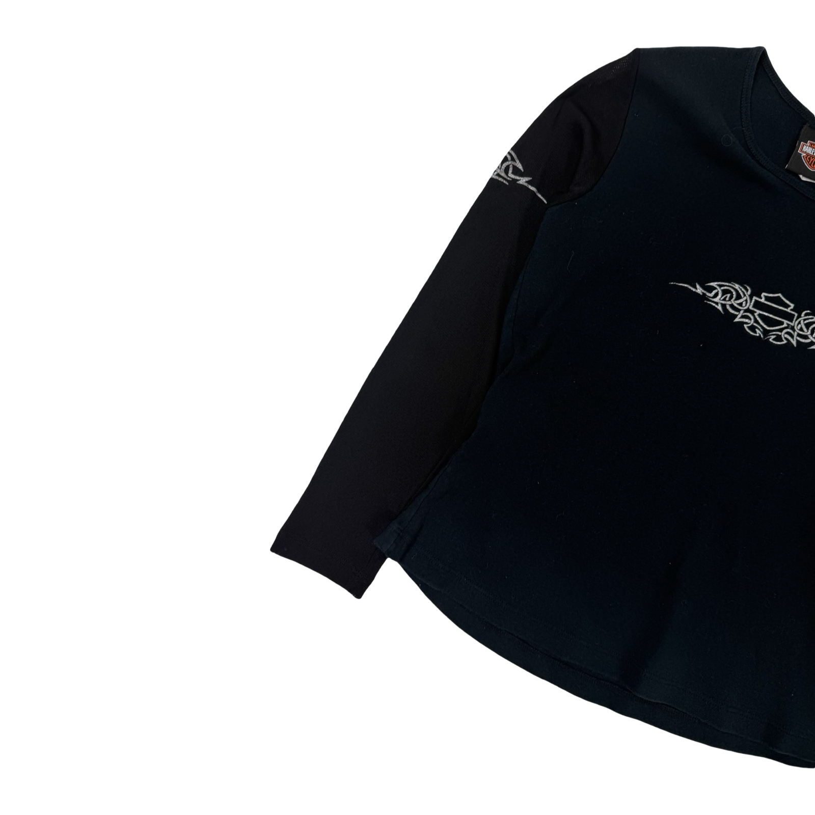 (W) Vintage Harley Davidson Tribal Long Sleeve Shirt Black