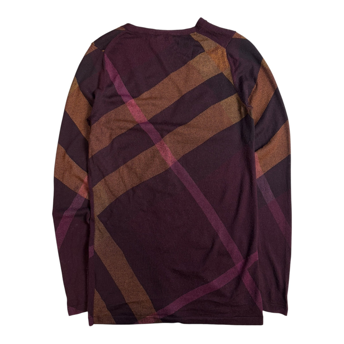 (W) Vintage Burberry Brit V-Neck Cardigan Plum