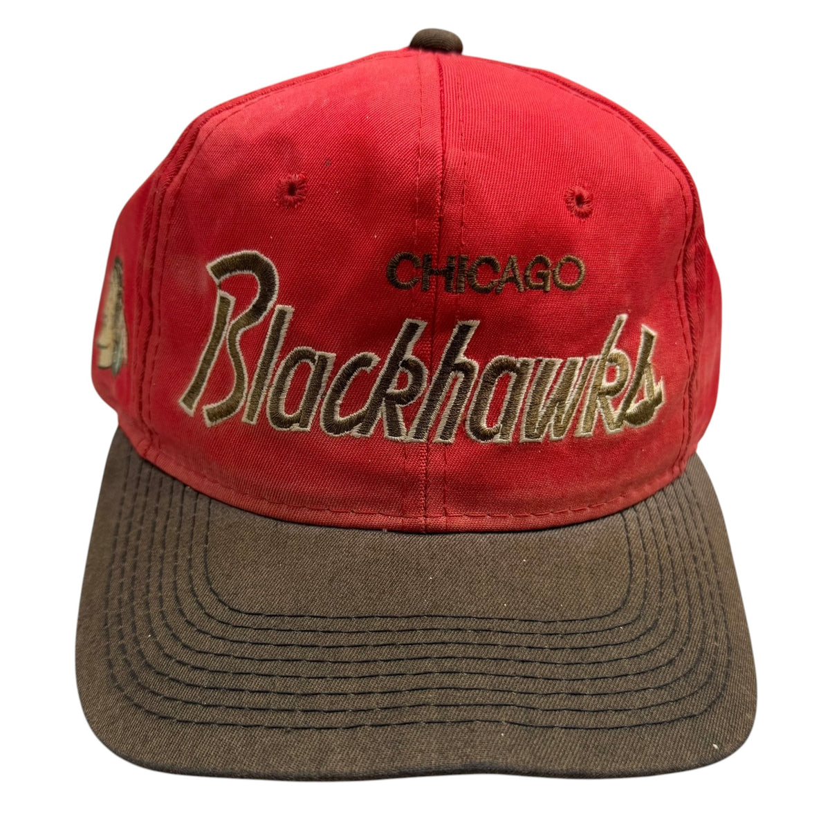 Vintage Chicago Blackhawks Sports Specialties Two Tone Embroidered Hat Red/Brown