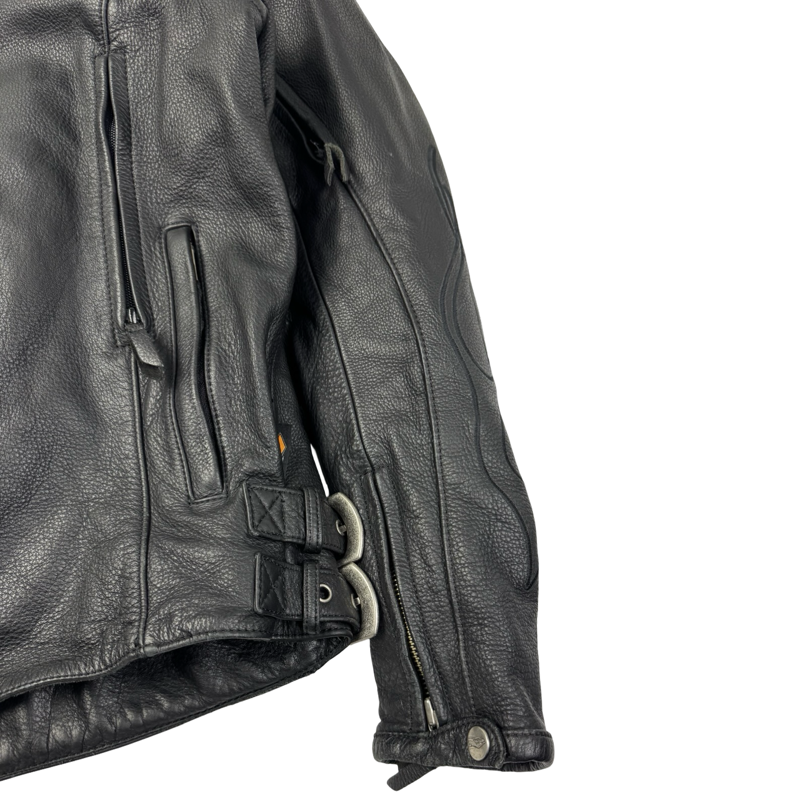 Vintage OCC Flame-Sleeve Leather Biker Jacket