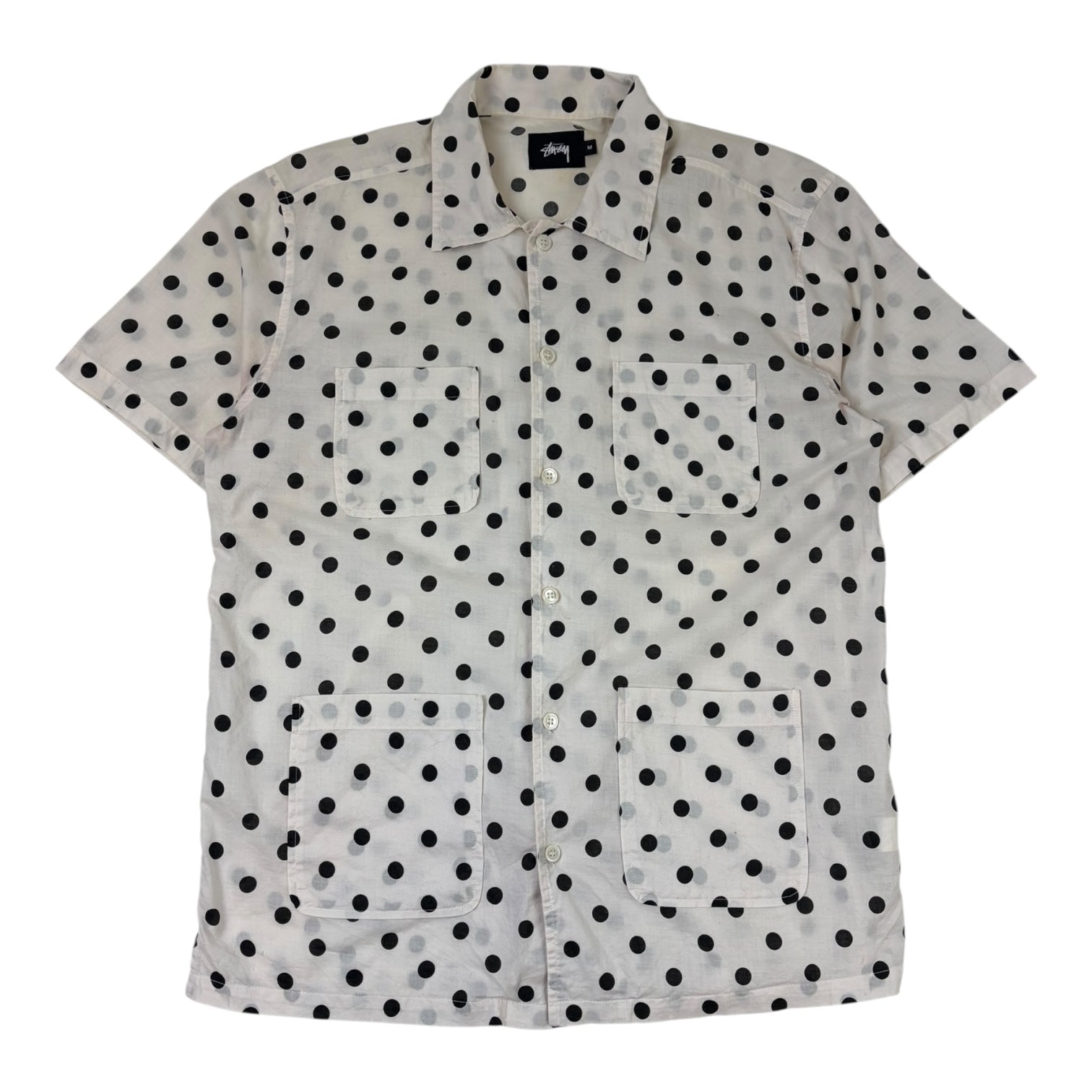 Stussy Polka Dot Button-Up T-Shirt White