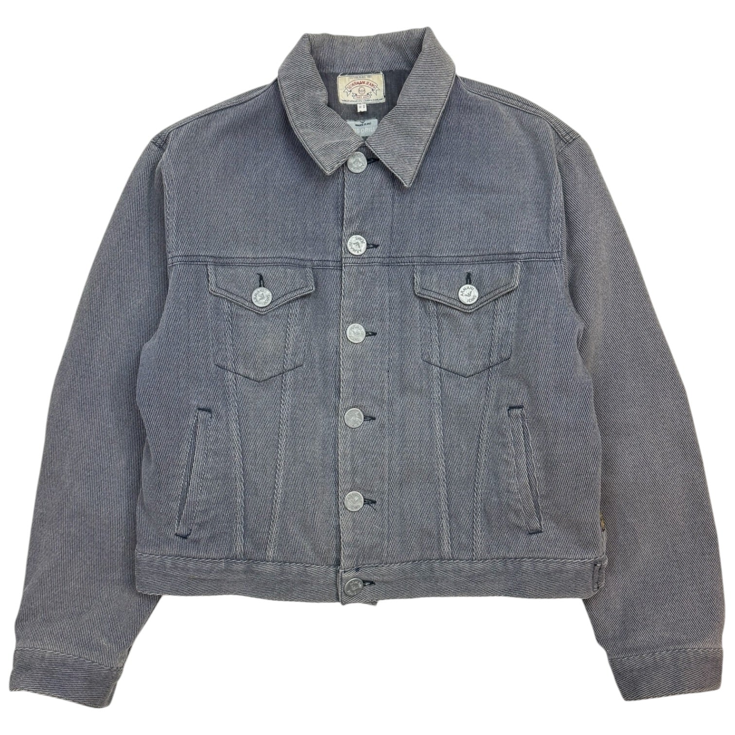 Vintage Armani Jeans Quilted Trucker Jacket Grey