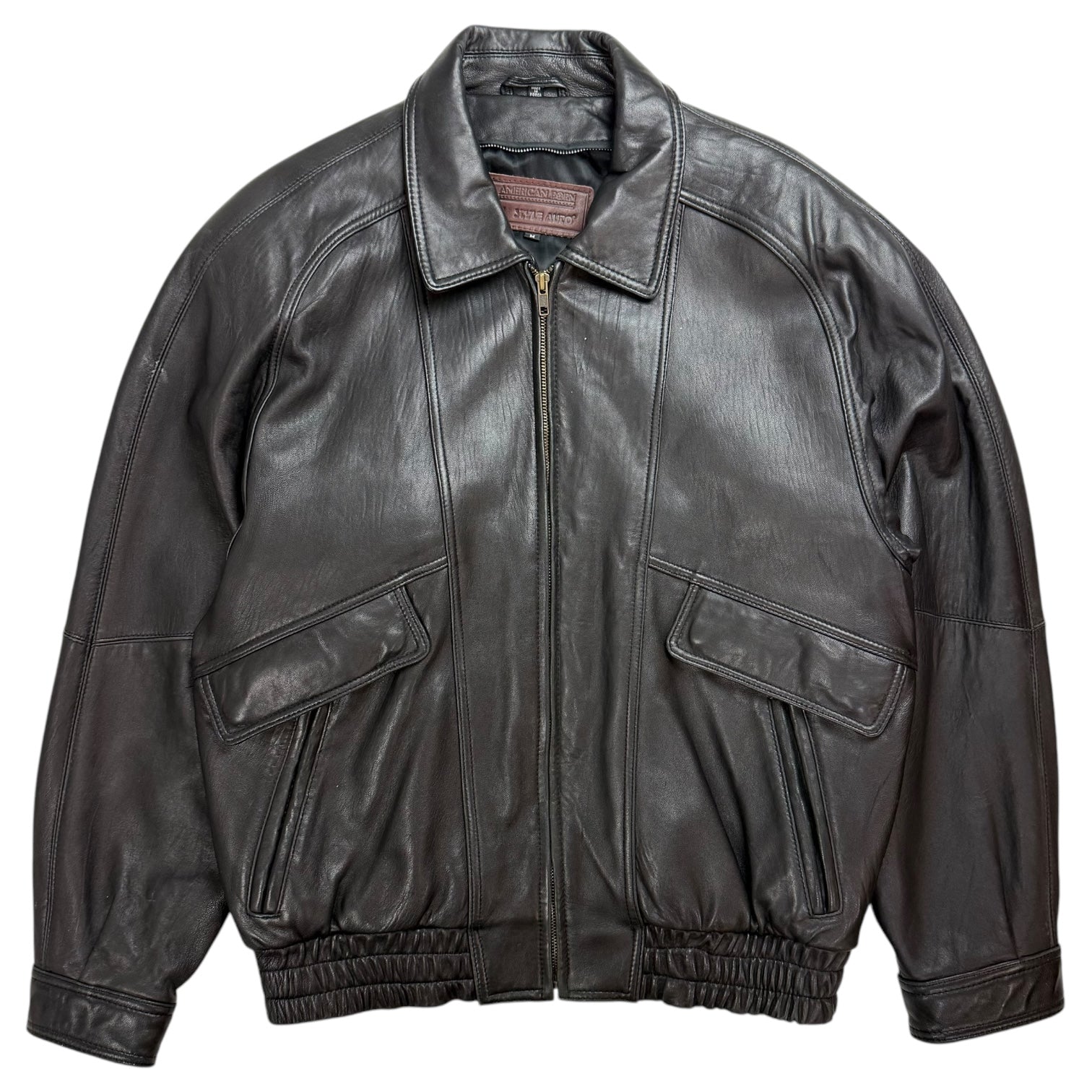 Vintage Style Auto Leather Jacket Black