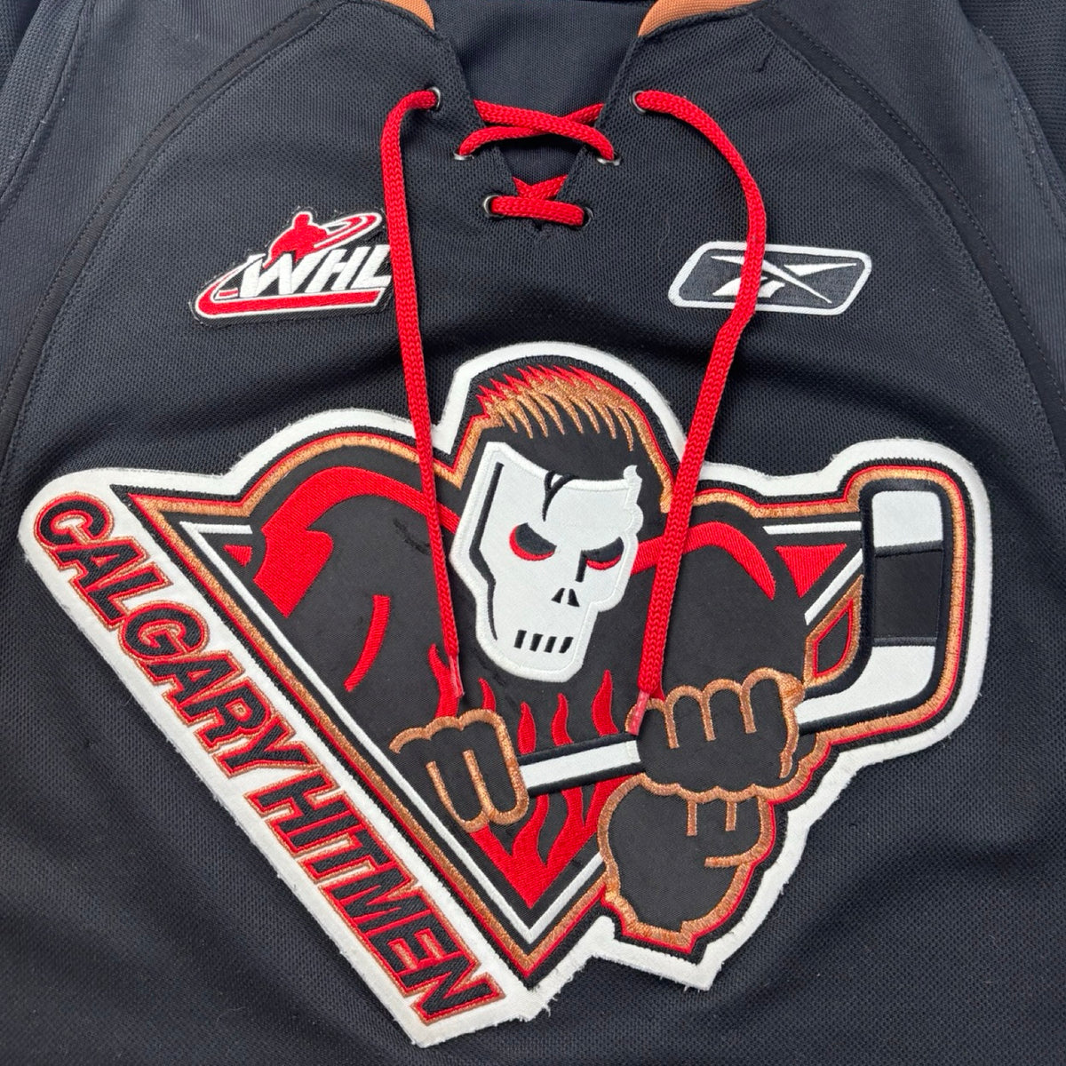 Vintage Reebok Calgary Hitmen WHL Home Jersey Black/Gold