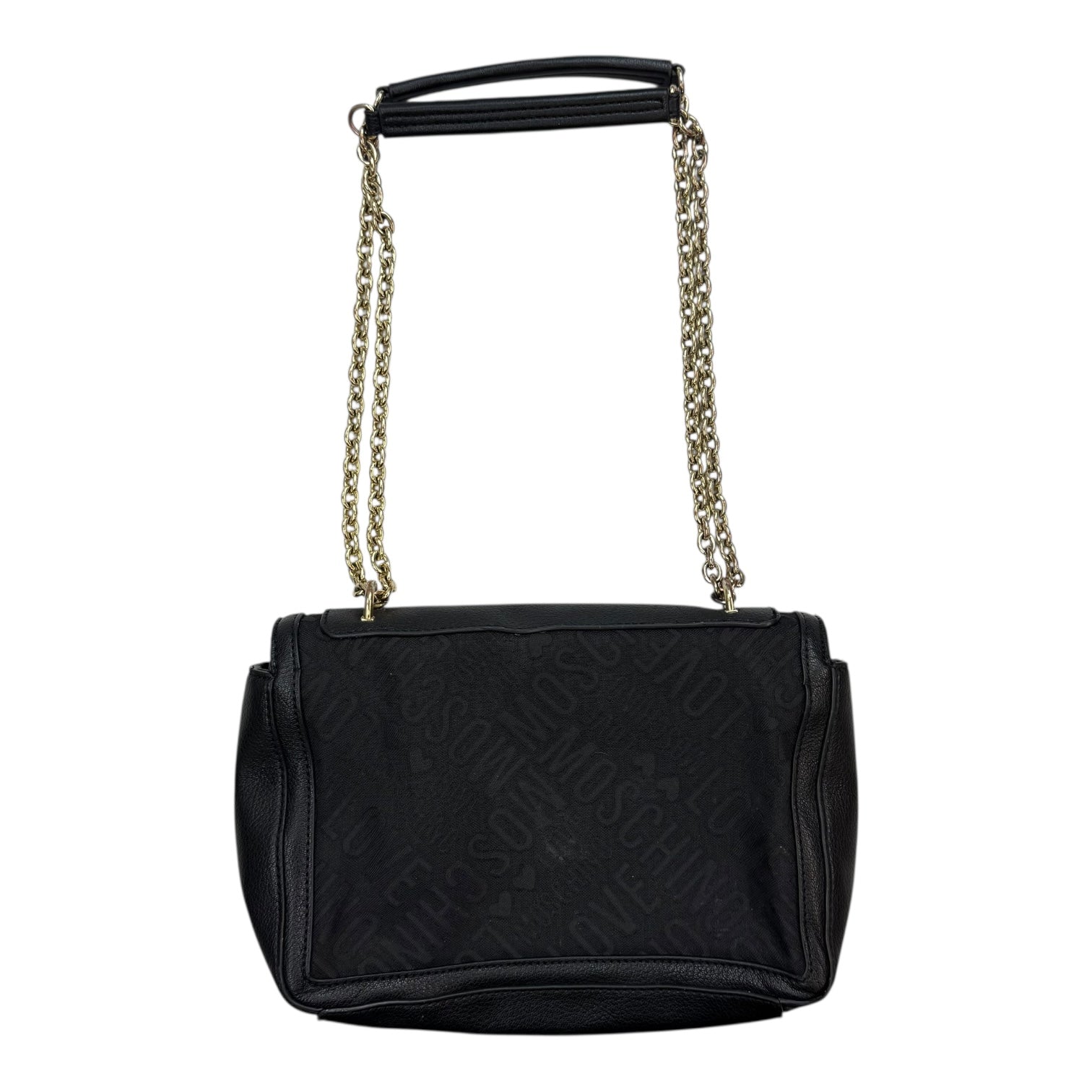 Love Moschino Faux Leather-trimmed Jacquard Shoulder Bag Black