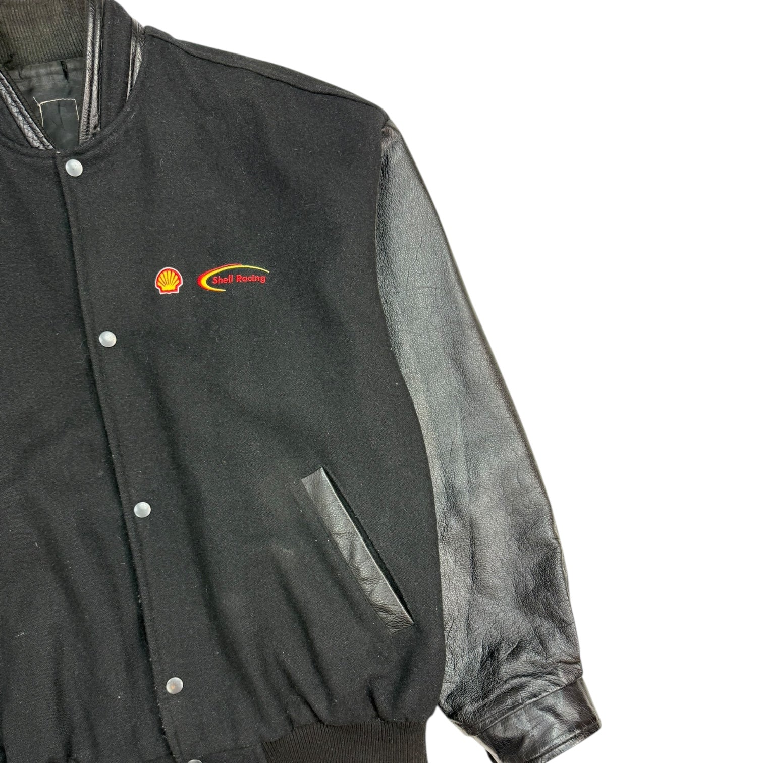 Vintage Shell Racing Varsity Jacket Black