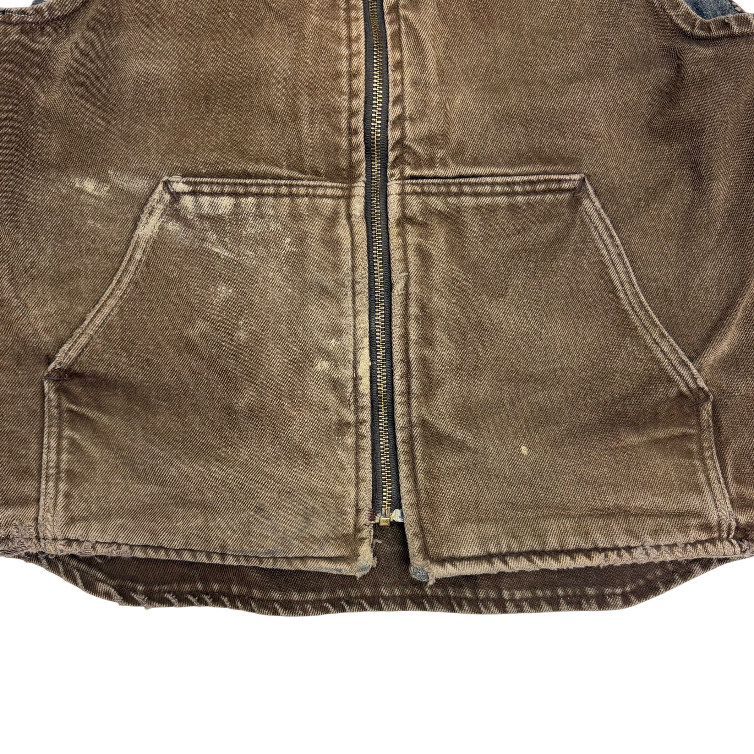 Vintage Carhartt Fleece Lined Vest Faded Brown