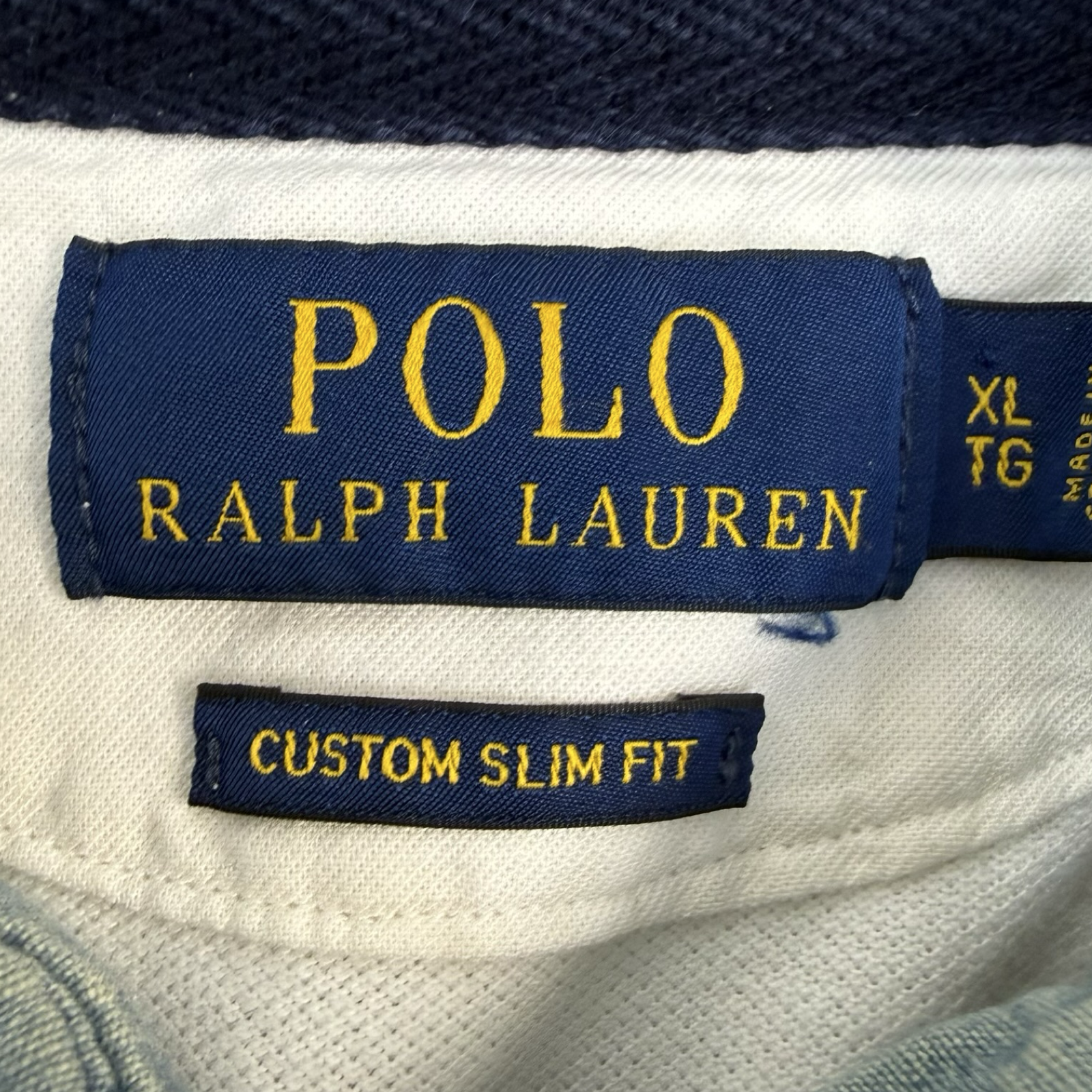 Vintage Polo Ralph Lauren USA Denim Collar Polo Shirt White